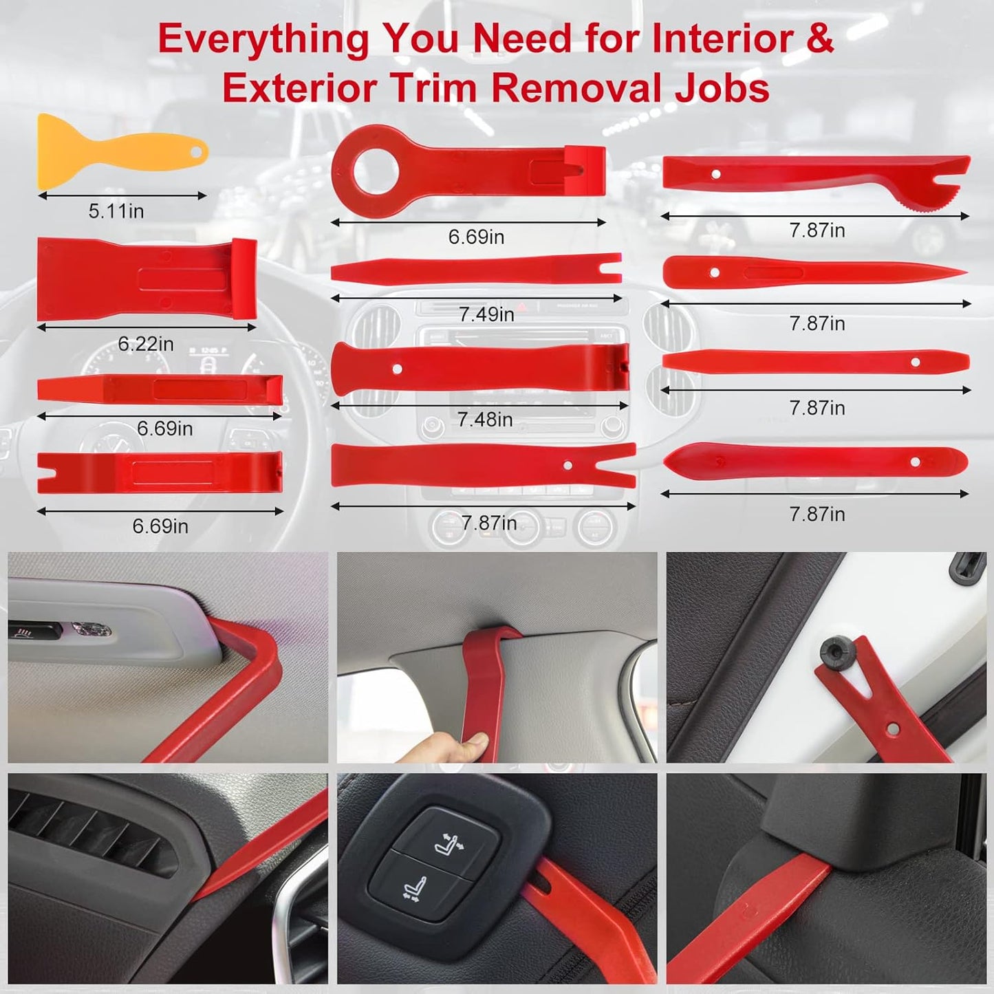 Trim Removal Tool Kit 330Pcs Car Removal Tool Kit Pry Tool Set Auto Clip Pliers Panel Door Radio Dash Window Bumper Adhesive Cable Clips Retainer Clip Set Terminal Removal Tool Set Fastener Remover