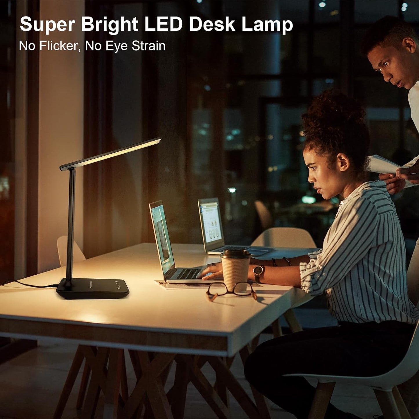 shinelife LED Desk Lamp for Office Home, Bright Desk Light with USB Charging Port, Adjustable Dimmable Desk Lamps 5 Modes 5 Brightness, Touch Study Lamp for Nail, Craft, Puzzle, Sewing, Study, Black