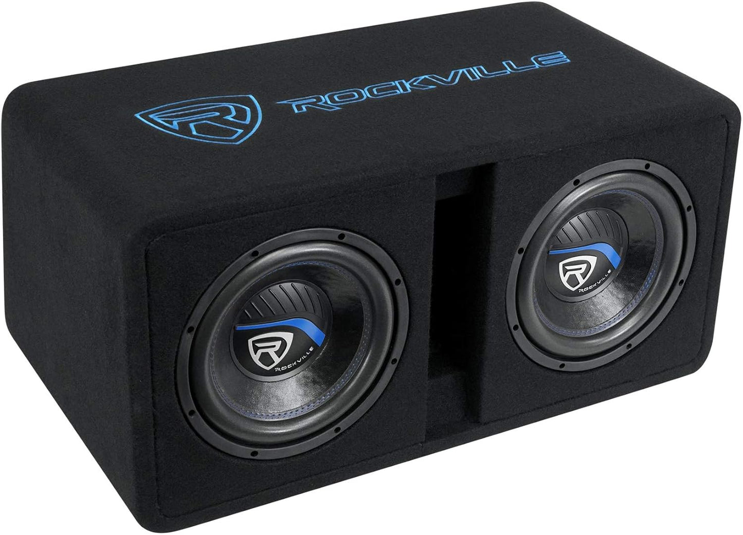 Rockville DV10K52 Dual 10" K5 2400w Car Subwoofers, Pre-Loaded Vented Sub Enclosure Box, 2 Ohm, 3/4" MDF, Cast Iron Basket, for Powerful Car Audio Bass