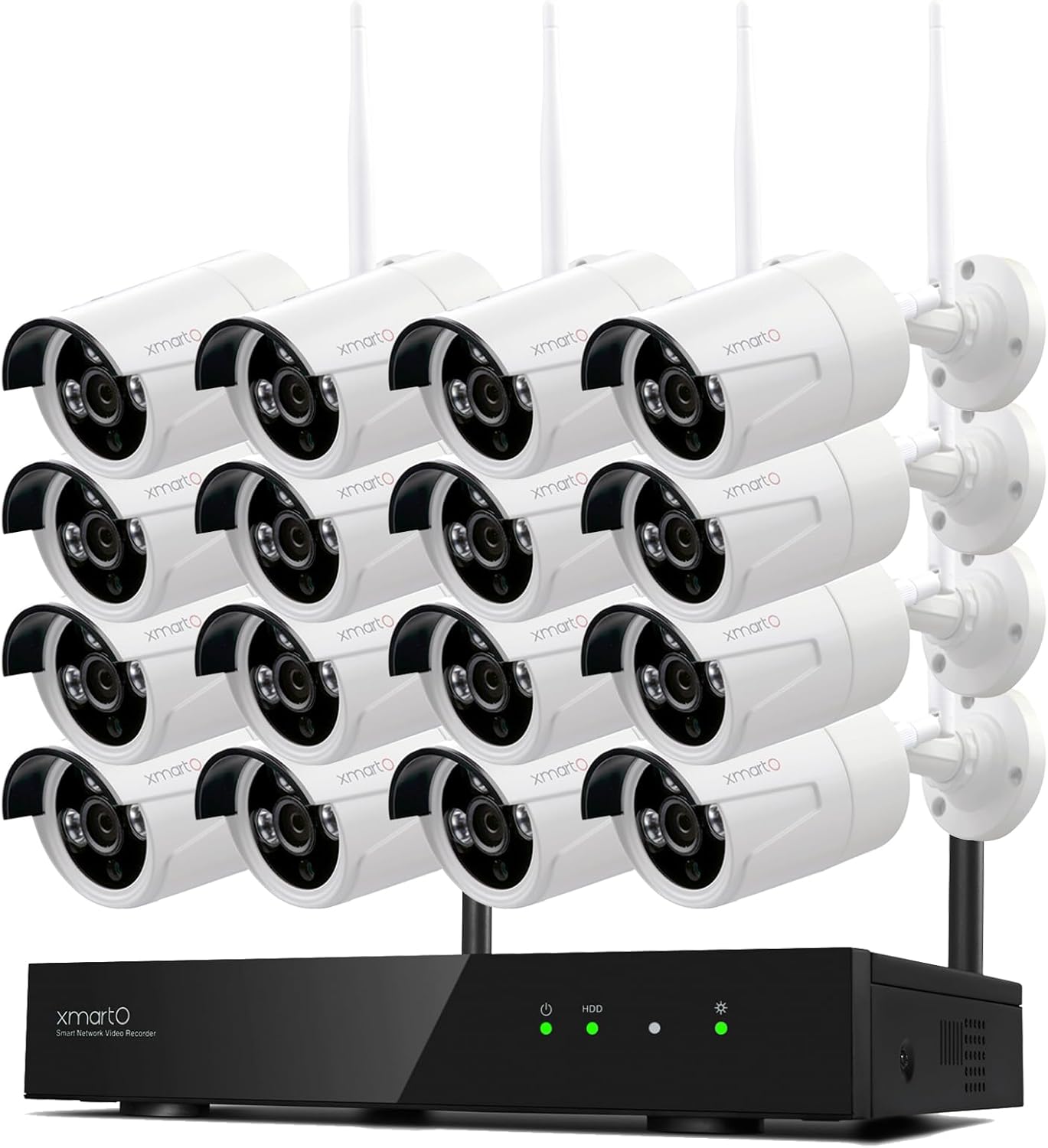 XMARTO Wireless Security Camera System 16CH Wi-Fi 6 16PC 3MP Wireless Security IP Camera System(Built-in Router, Plug N Play, Mobile View, Night Vision, Supports Audio Microphones)