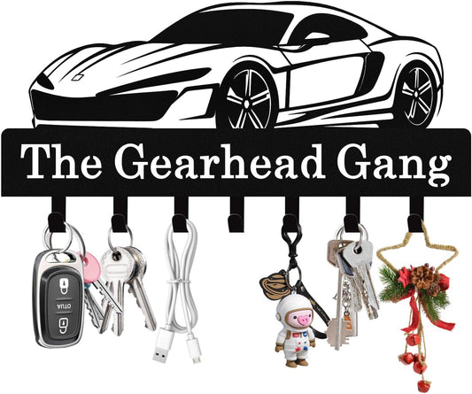 Personalized Car Key Holder Wall Mount, Custom Metal Key Rack Key Holder with Name, Deer Cabin Wall Keys Hanger with Hooks for Entryway, Front Door, Hallway, Kitchen, Living Room