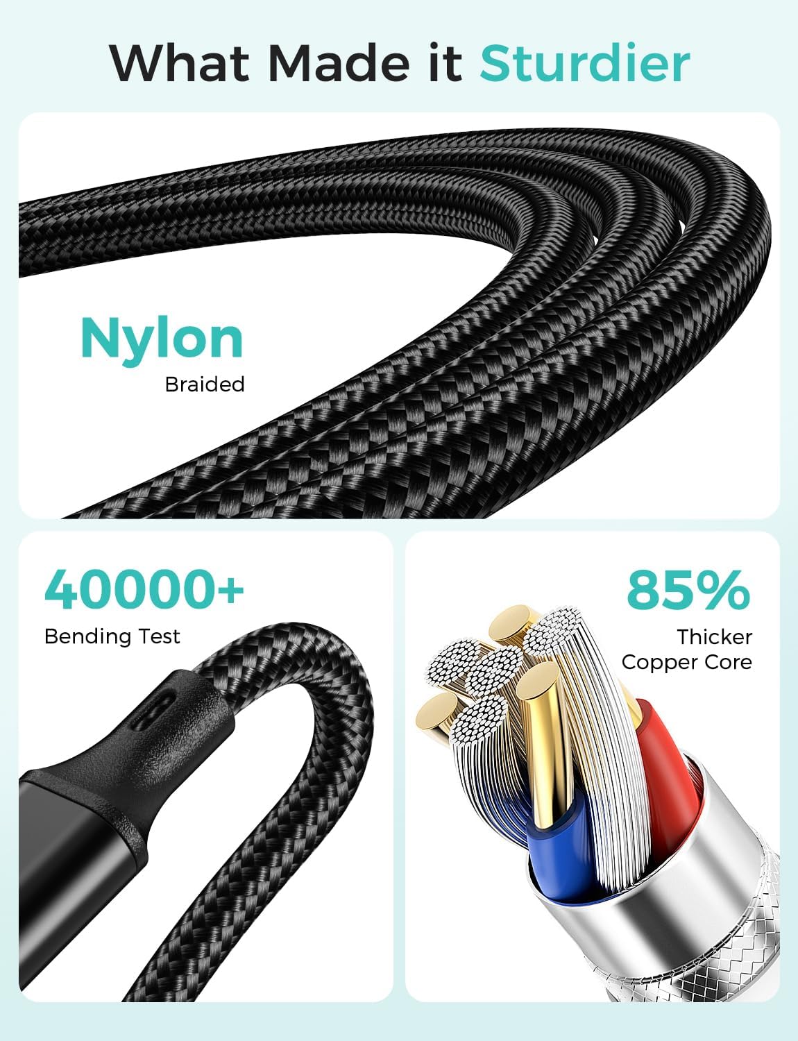 Travel Essentials Multi Charging Cable for Watch Charger 4 in 1 Fast Charger Camping Essentials USB C/L/Micro Compatible with Watch Series 10-1/SE/Ultra Phone 16 15/Galaxy Android-4FT/Black