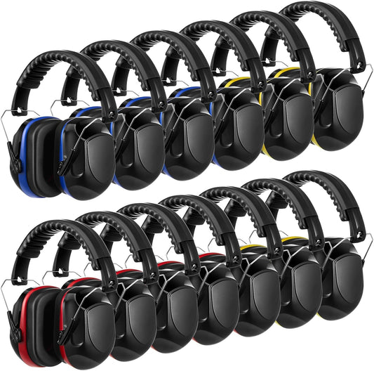 Amylove 12 Pcs Kids Ear Protection Noise Cancelling Headphones Ear Muffs Bulk 27db Adult Noise Reduction Hearing Earmuff(Universal Fit (kids & Adults),Shooting Style,Black Color)