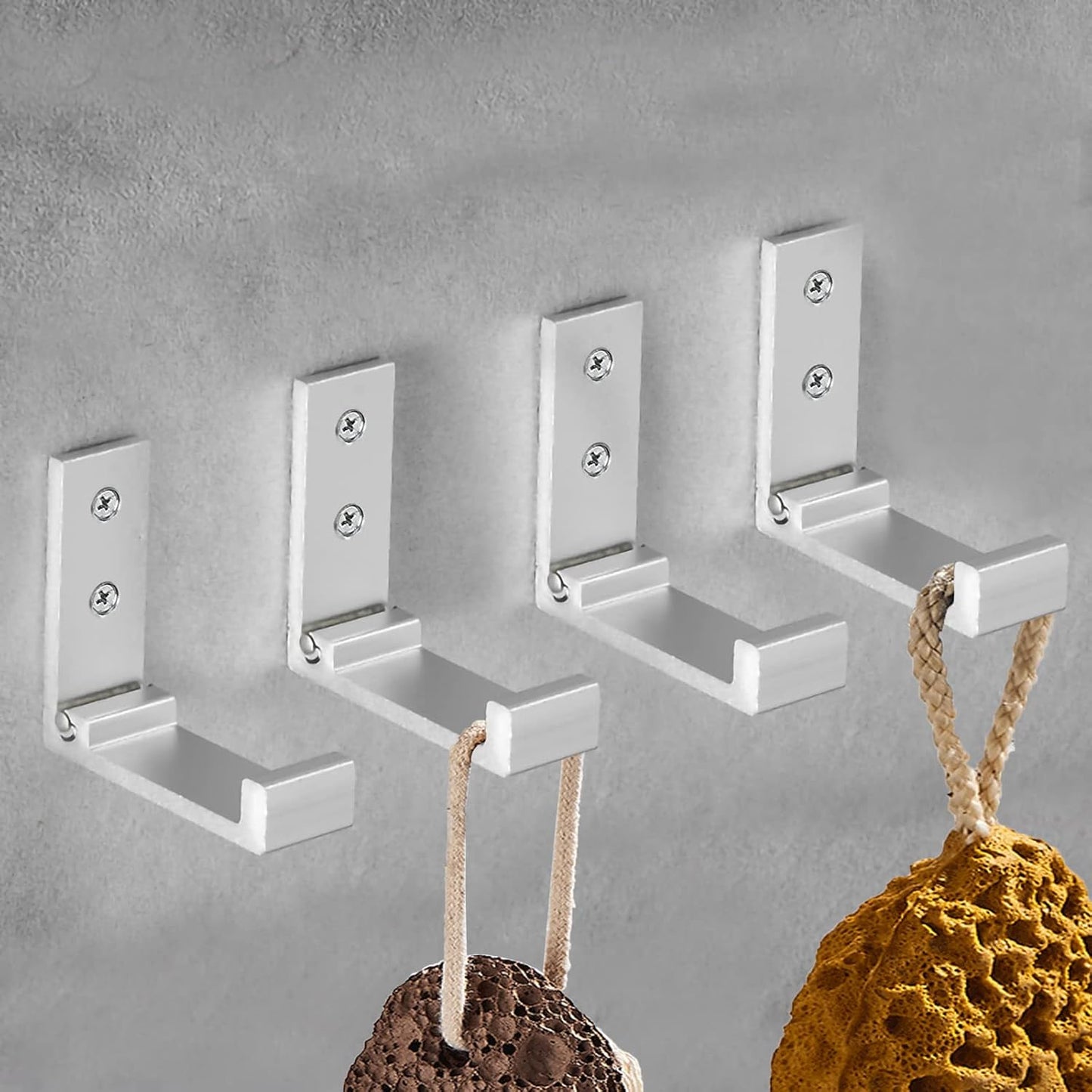 Folding Coat Hooks, Wall Hooks for Hanging Aluminum Alloy Cloth Hanger Coat Hanger Headphones Holder Headset Wall Hanger Hook- Pack of 4 (Silver)