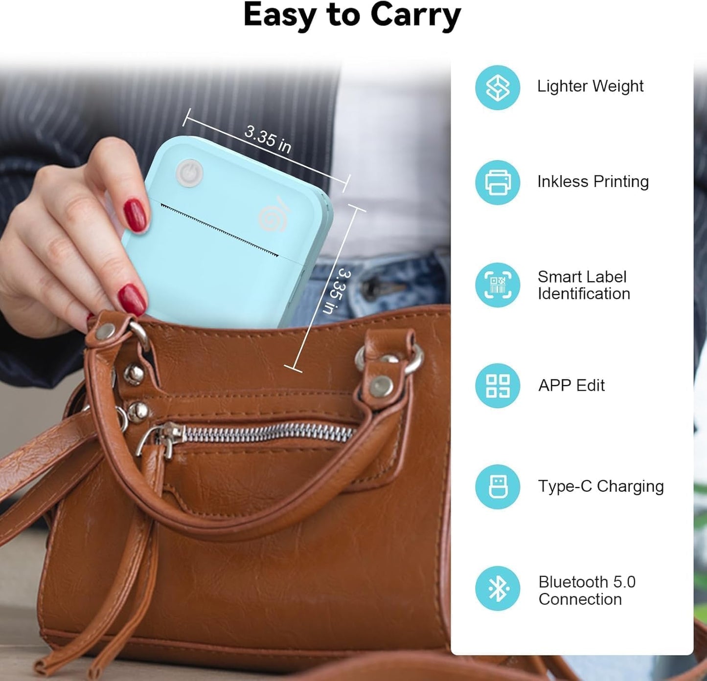 Label Maker Machine - Portable Bluetooth Mini Label Printer - Smartphone Handheld Thermal Sticker Small Labeler Multiple Templates Font Icon Inkless Custom Label for Home Kids School Items