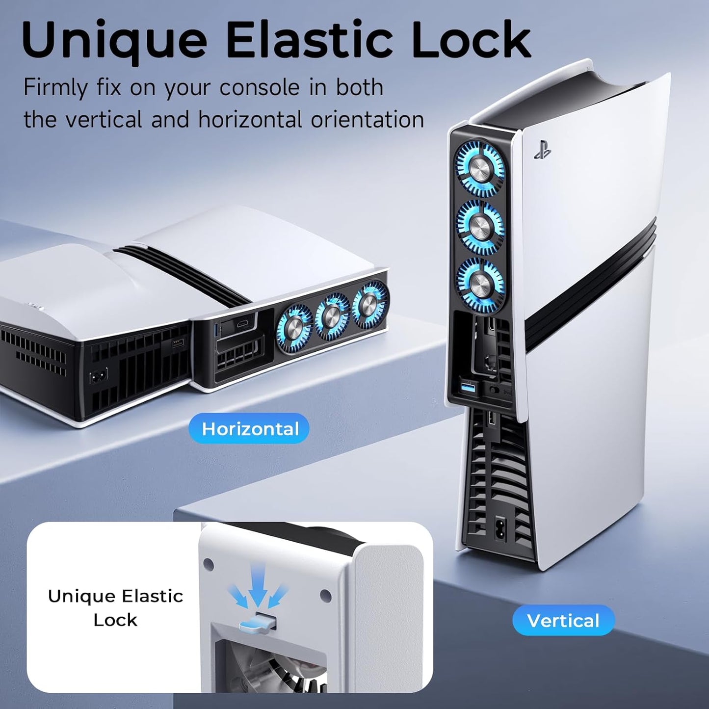 Cooling Fan for PS5 Pro, Compatible with PlayStation 5 Pro Console, High Efficiency PS5 Pro Fan Cooler Station (White-p5 pro)