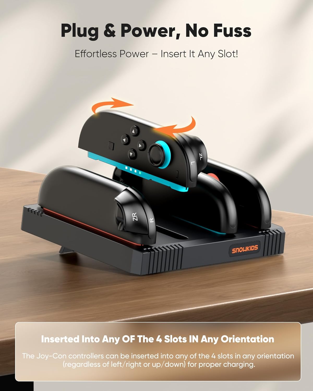 Snowkids Charging Dock Compatible for Nintendo Switch 2 Joy-Con Controllers - Simultaneous Fast Charger Station, Magnetic, Reversible Connection, Overcharge Protection & LED Indicators