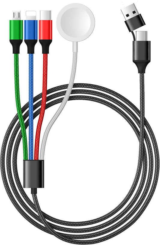 Temdan for Apple Watch Charger,4 in 2 USB C Cable for iPhone 16 Charger/Type C/Lightning/Micro USB,Multi Charging Cable Cord,Portable Travel Vacation Essentials Designed for iWatch &iPhone 16-12