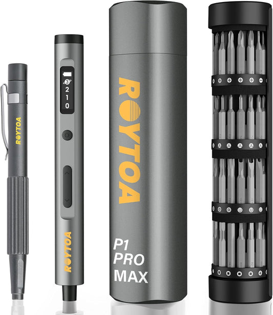 Mini Electric Screwdriver Set 3.7V, Precision Electric Screwdriver Cordless 80-in-1, 4 Torque Settings, 60 S2 Metal Bits, Magnetic Storage, Repair Tool for Electronics Watch Laptop Clocks Cameras