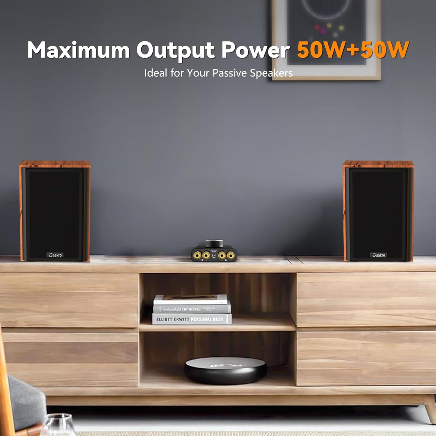 AK30 Mini Bluetooth Amplifier for Passive Speakers,50W+50W 2.0CH Audio Amplifier,Stereo HiFi Digital Amp,Home Amp Receiver w/AUX/USB/BT/Opt Input & 12V/5A Power Adapter for Home/Garage/Ceiling