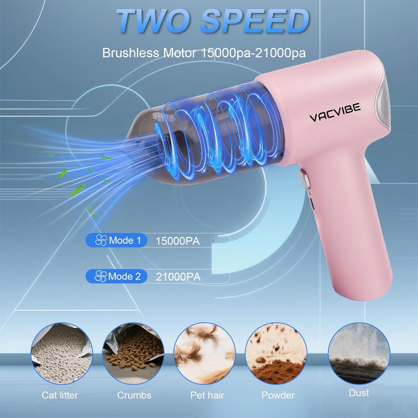 Handheld Car Vacuum Cleaner, 21000PA 4 in 1 Portable Rechargeable Brushless Motor Mini Cordless Car Cleaner, 120W High Power with Multi-Nozzles for Home Office Pet, Present for Girl Women Pink