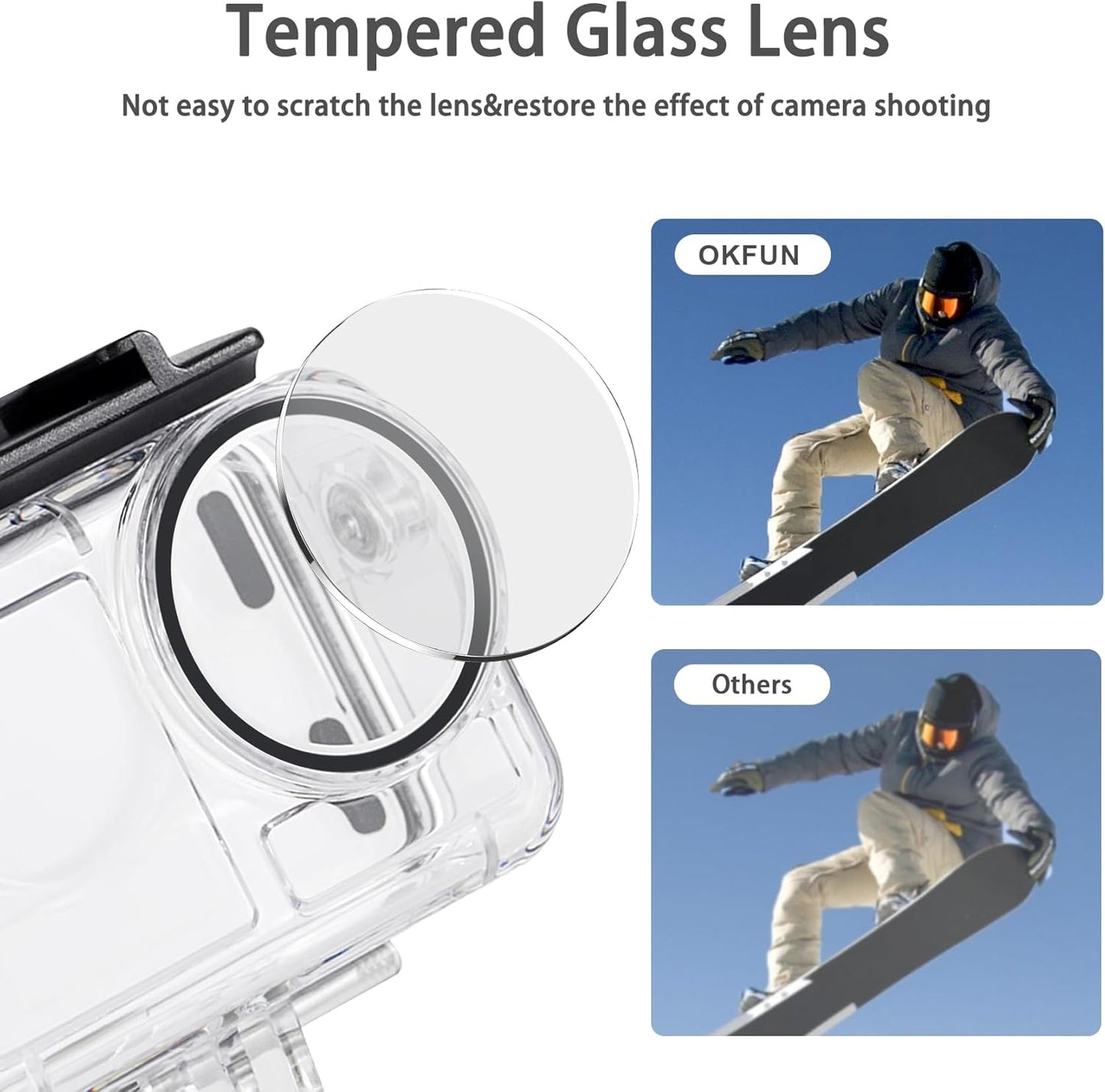 OKFUN 50M/164FT Waterproof Housing Case Compatible for DJI Osmo Action 5 Pro Action4 Action3 Diving Protection Underwater Dive Cover Protective Shell with Bracket Accessories