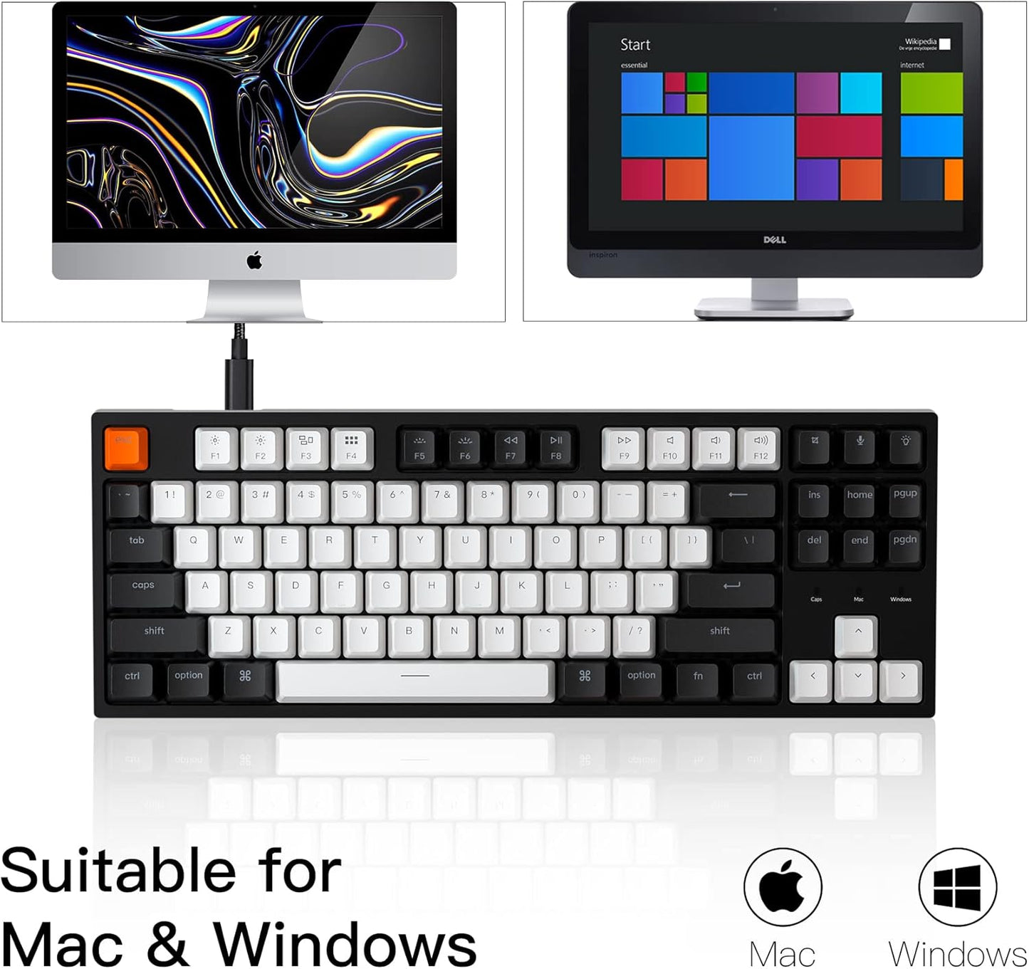 Keychron C1 Wired Mechanical Keyboard TKL, RGB Backlit with Double-Shot ABS Keycaps, 87 Keys Hot-Swappable Pre-lubed Linear Switch Compatible with Mac Windows