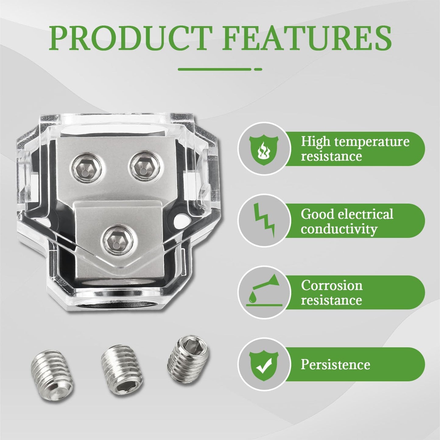 BOJACK 2 Way Power Distribution Connecting Block 1x0/2/4 Gauge Input 2x4/8 Gauge Output Power Distribution Block for Car Amplifier Audio Splitter