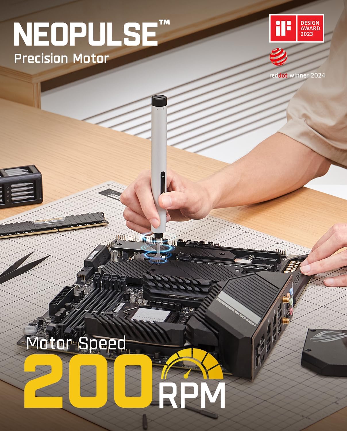 Fanttik E1 Max Electric Screwdriver, Mini Precision Screwdriver Set, 50 Magnetic Bits, Magnetic Storage, 5/32‘’Hex, Repair Tool Kit for Electronics Phone Camera Laptop Watch (Silver)