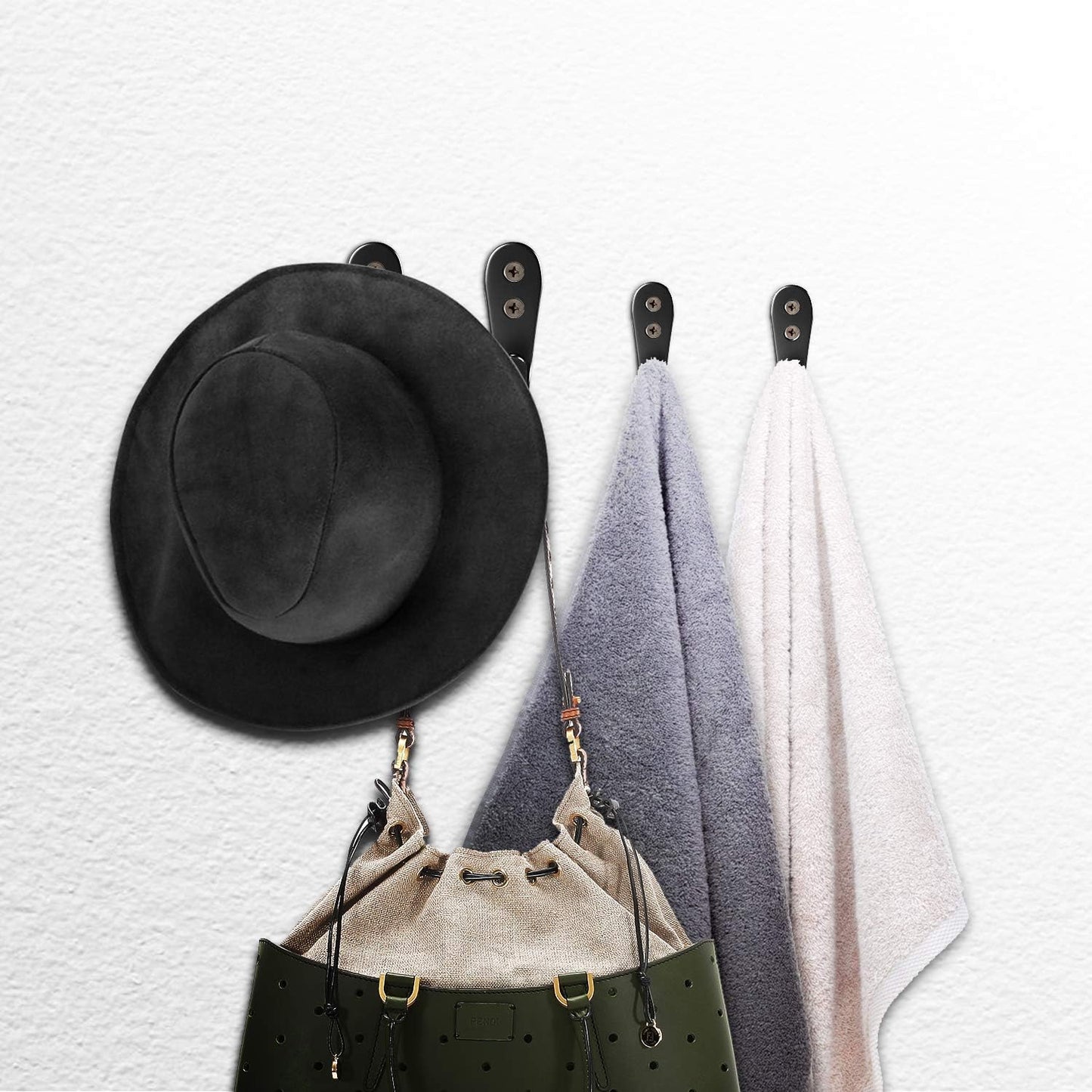 Flyisland Wall Hooks 8 Pcs, Coat Hooks Garage Hook Wall Mounted Hat Hangger Hooks Robe Hook Single Coat Hanger Heavy Duty (8 Pack, Silver)