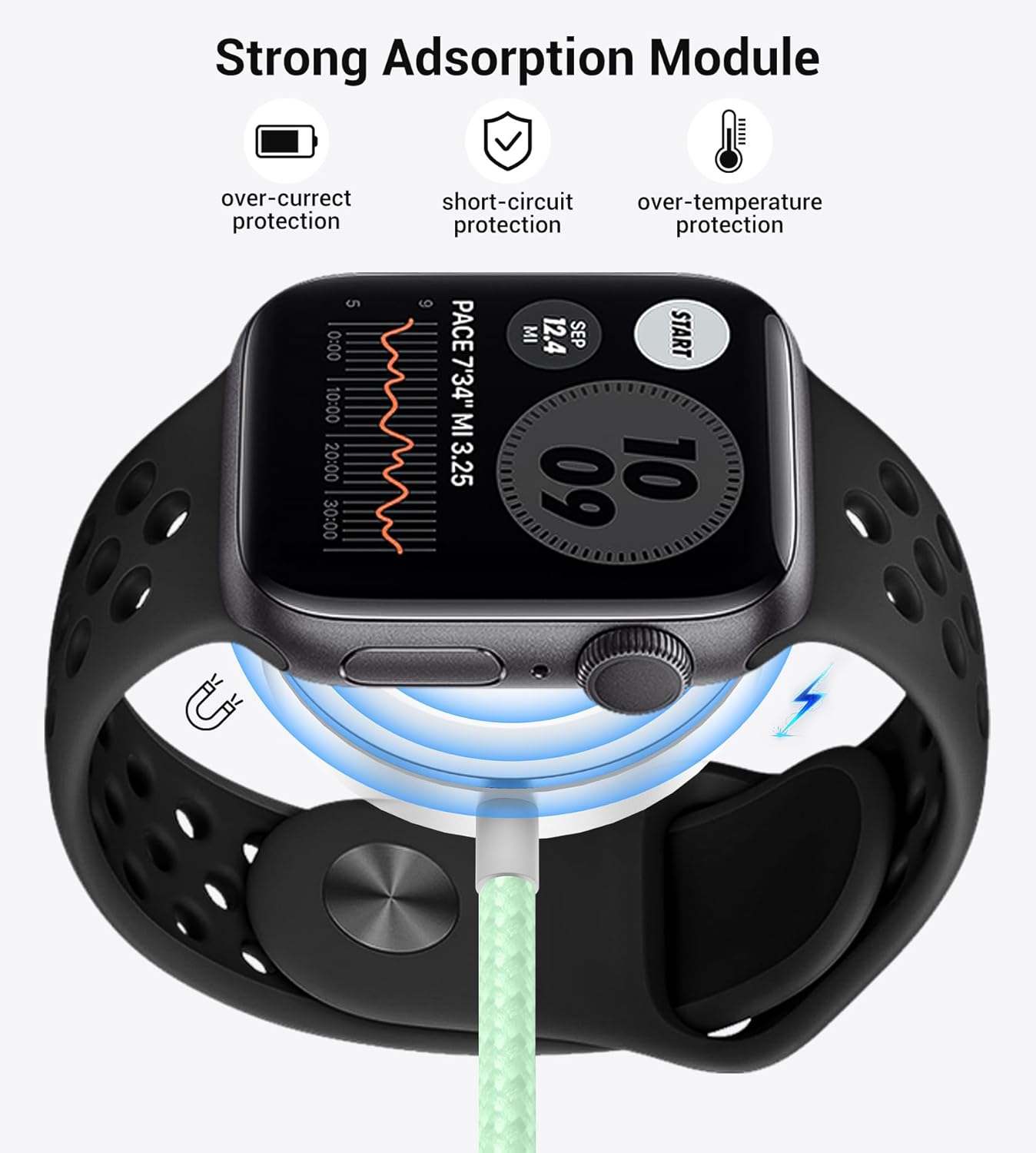 Temdan for Travel Vacation Essentials,3 in 2 USB C Cable for Apple Watch Charger/iPhone 16 Charger/Lightning,Multi Charging Cable Cord,Camping Essentials,Designed for iWatch &iPhone 16-12-5FT Green