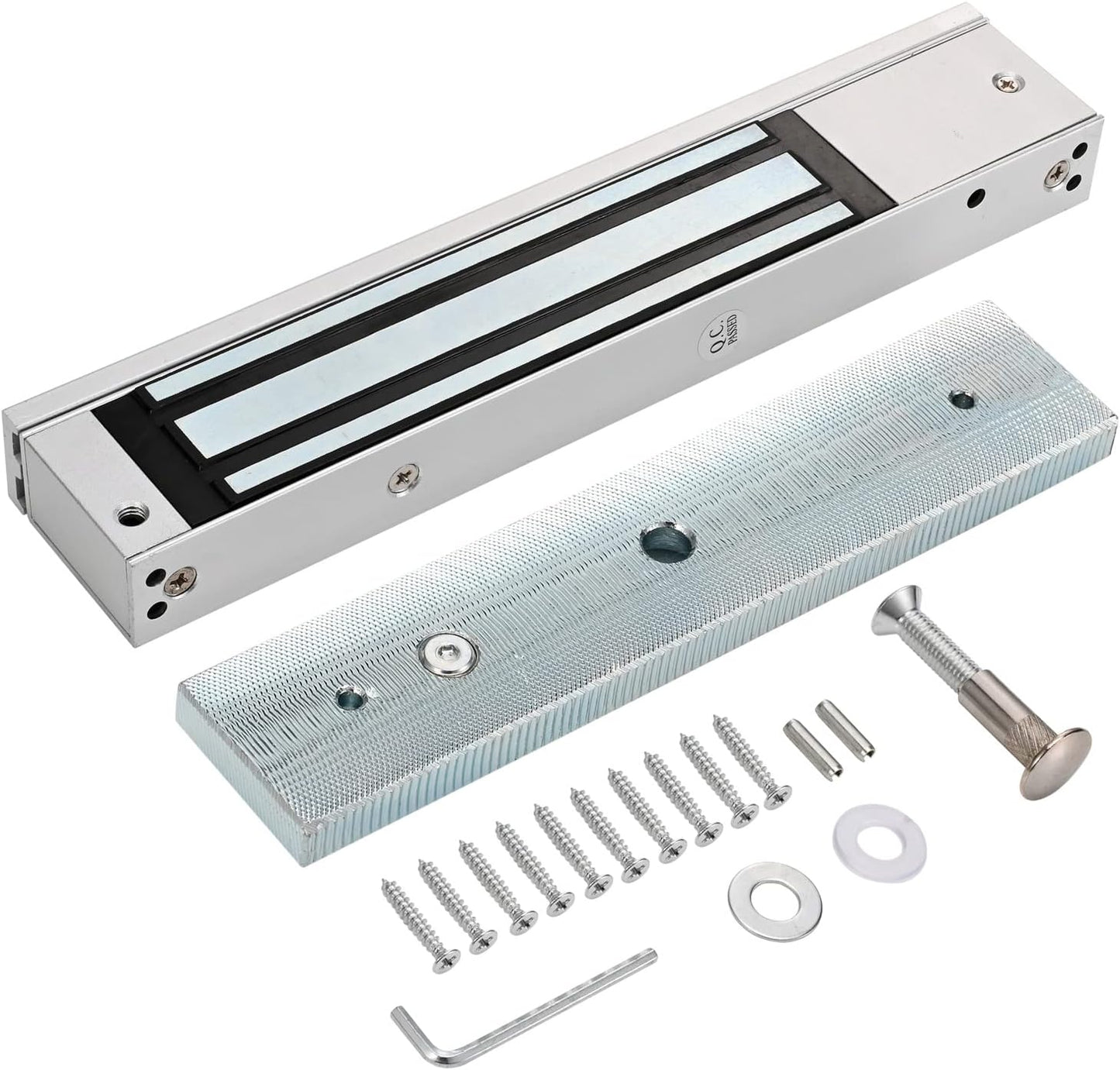 Waterproof Electric Magnetic Fingerprint Door Access Control Kit - 600 lb Holding Force, RFID Keypad/Reader, 5 ID Cards, 110V Power Supply & Metal Exit Button - Secure Lock System (K5EM-600LB KIt)