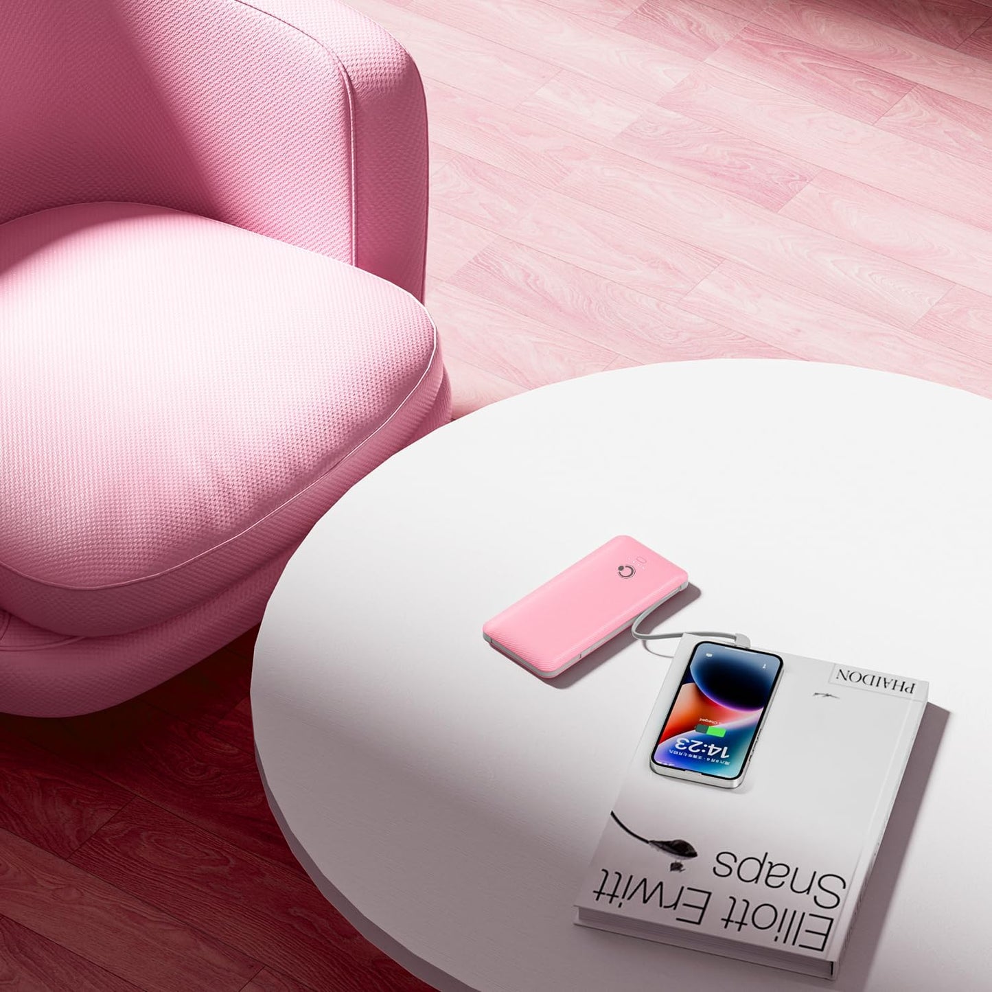 Q 10000mAh Power Bank, Slim Portable Charger,4 Output External Battery Pack with Built-in AC Wall Plug Micro USB C 3 Cables Compatible with iPhone Samsung Android Phone Tablet and More