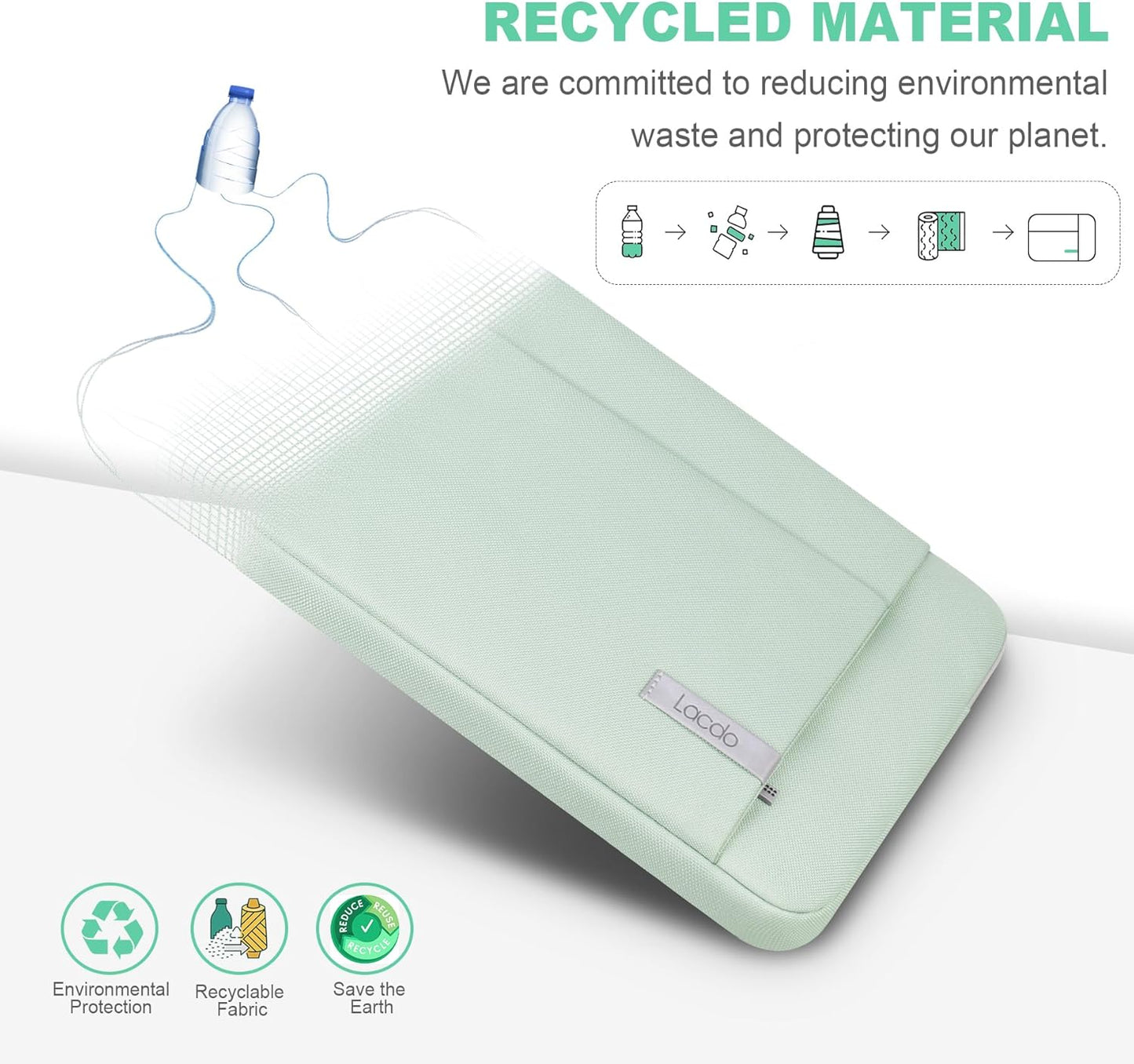 Lacdo 13 inch Laptop Sleeve Case for 13 inch New MacBook Air M4 A3240 2025, M3 A3113, M2 A2681, M1 A2337 | 13" MacBook Pro M2/M1 A2338 A2251 A2289 | 13" iPad Air M3/iPad Pro M4 Computer Bag, Green