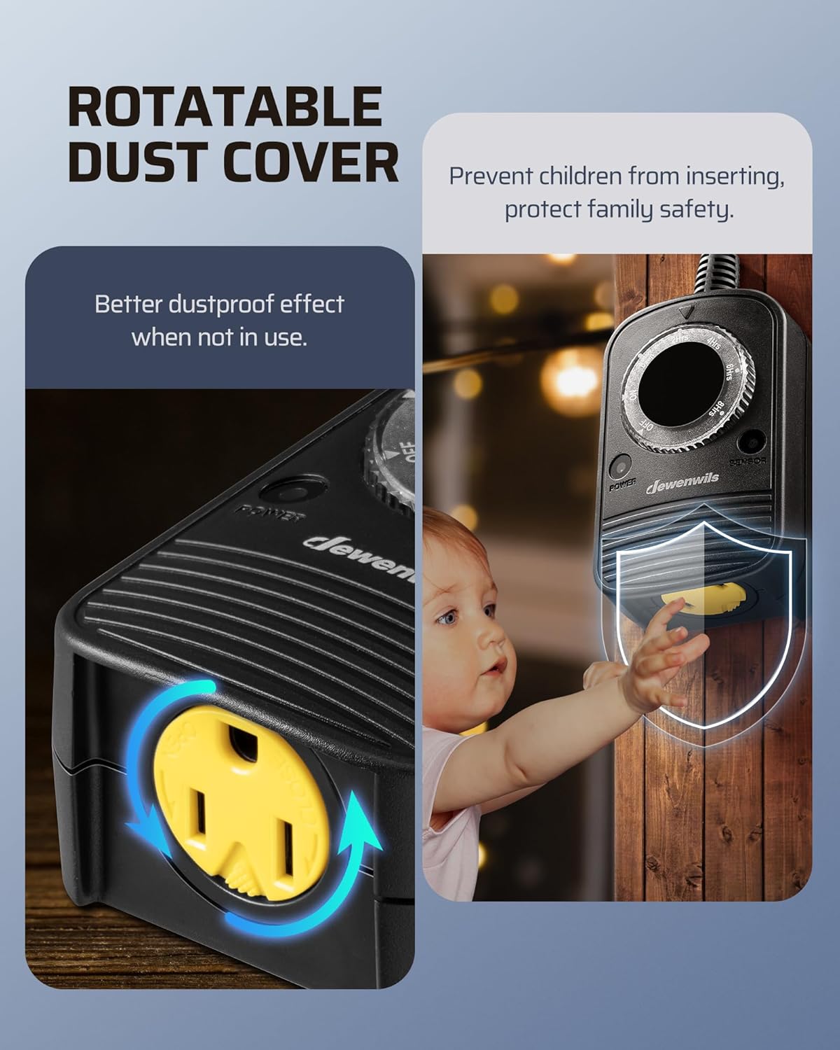 DEWENWILS Outdoor Timer for Lights, Dusk to Dawn Sensor for Electrical Outlet, Weatherproof Light Timer for Christmas, Halloween, 10A, 1/2 HP, UL Listed, 2 Pack