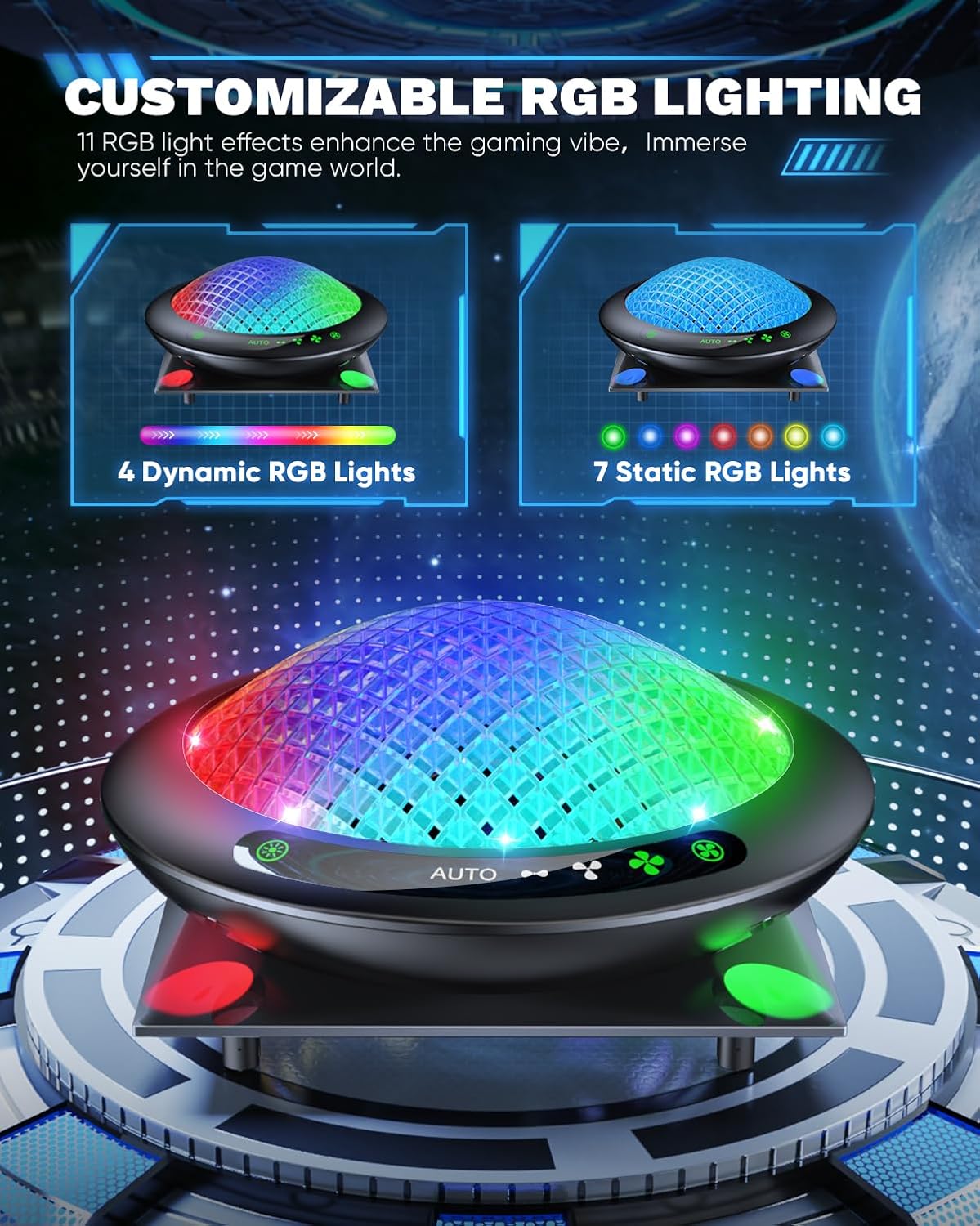 UFO Cooling Fan for Xbox Series X with 11 RGB Lights, Auto Cooling System Fan Speed Adjustable by Temperature for Xbox Series X Console, Efficient Cooler Fan Accessories, Low Noise, 3 Speed, USB Port