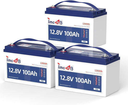 12V 100Ah Pro LiFePO4 Battery, Grade A Battery Cells, 3 Pack Group 31 Deep Cycle Lithium Battery, Built-in 100A BMS,10-Year Lifetime, Perfect for RV, Solar Home System and Off-grid Application