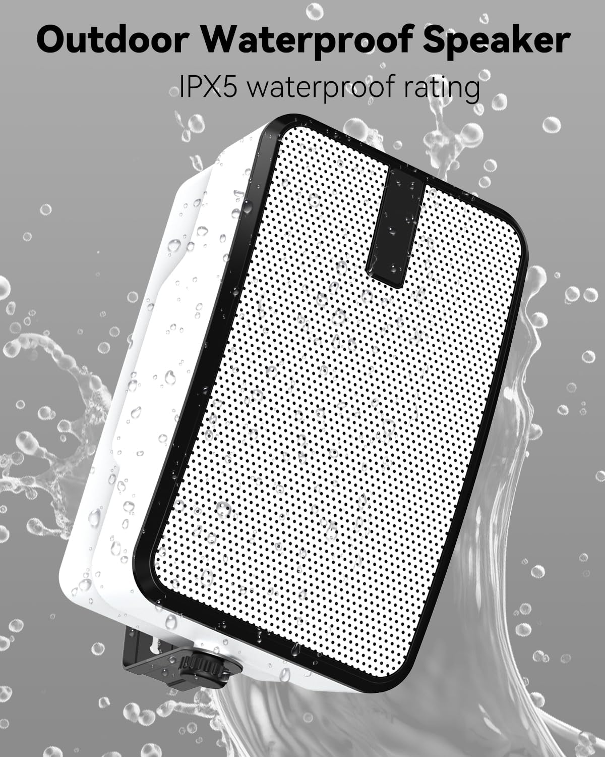 400W Outdoor Bluetooth Speakers, Wireless Sync Between Speakers, IPX5 Waterproof, Powerful Bass, Wall Mount for Patio, Porch, Gazebo, Garage, 2-Pack, White(MZ-621)