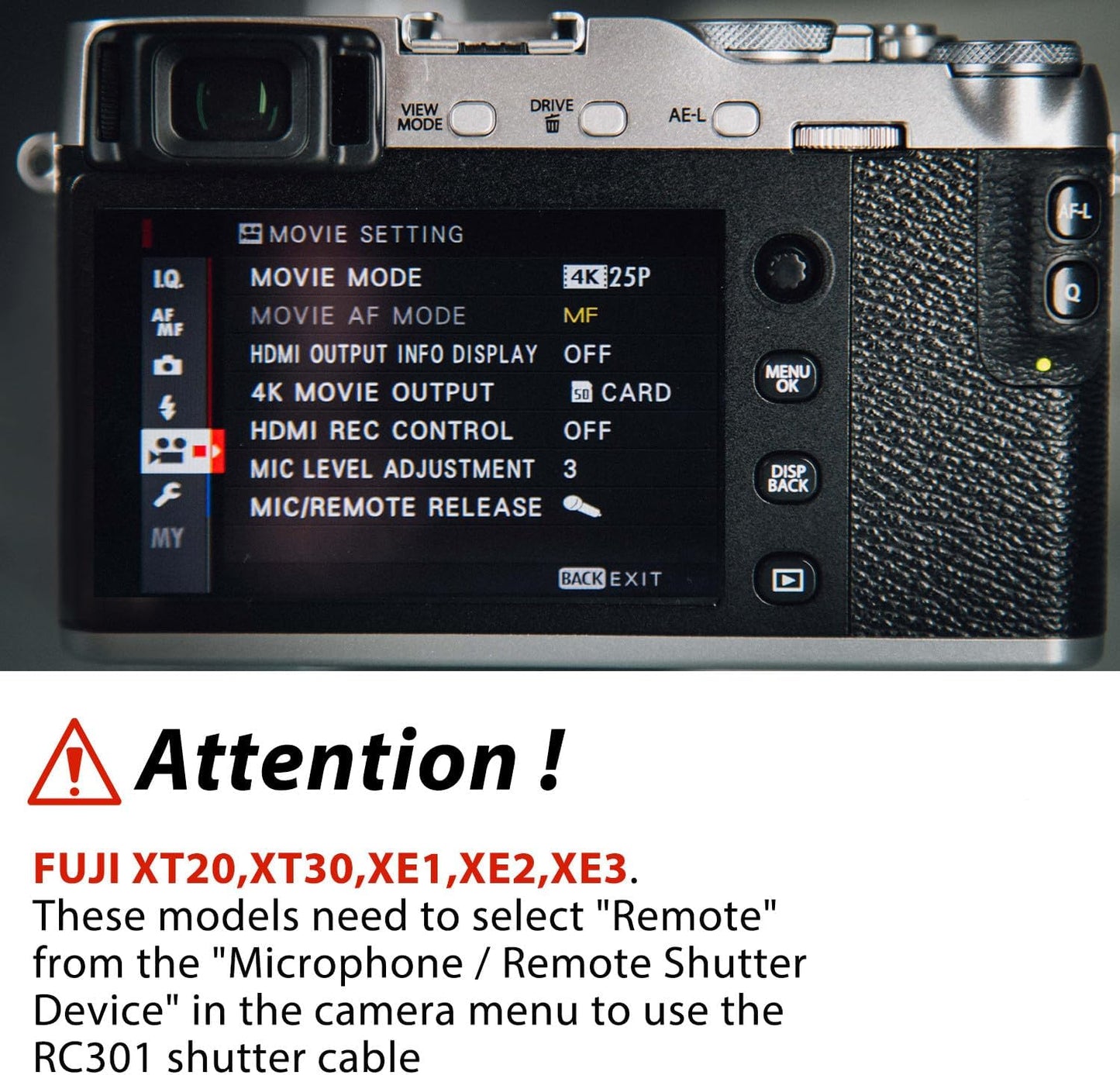for Fuji/Canon Camera Cable Universal Iron cage Handle Shutter Release Accessory Shutter Cord RC101-E3/2.5mm Remote Control xt2 xt3 xt4 xt5 gfx50/50r/50s/100/100s can80d 90d r8 r10 650d 800d