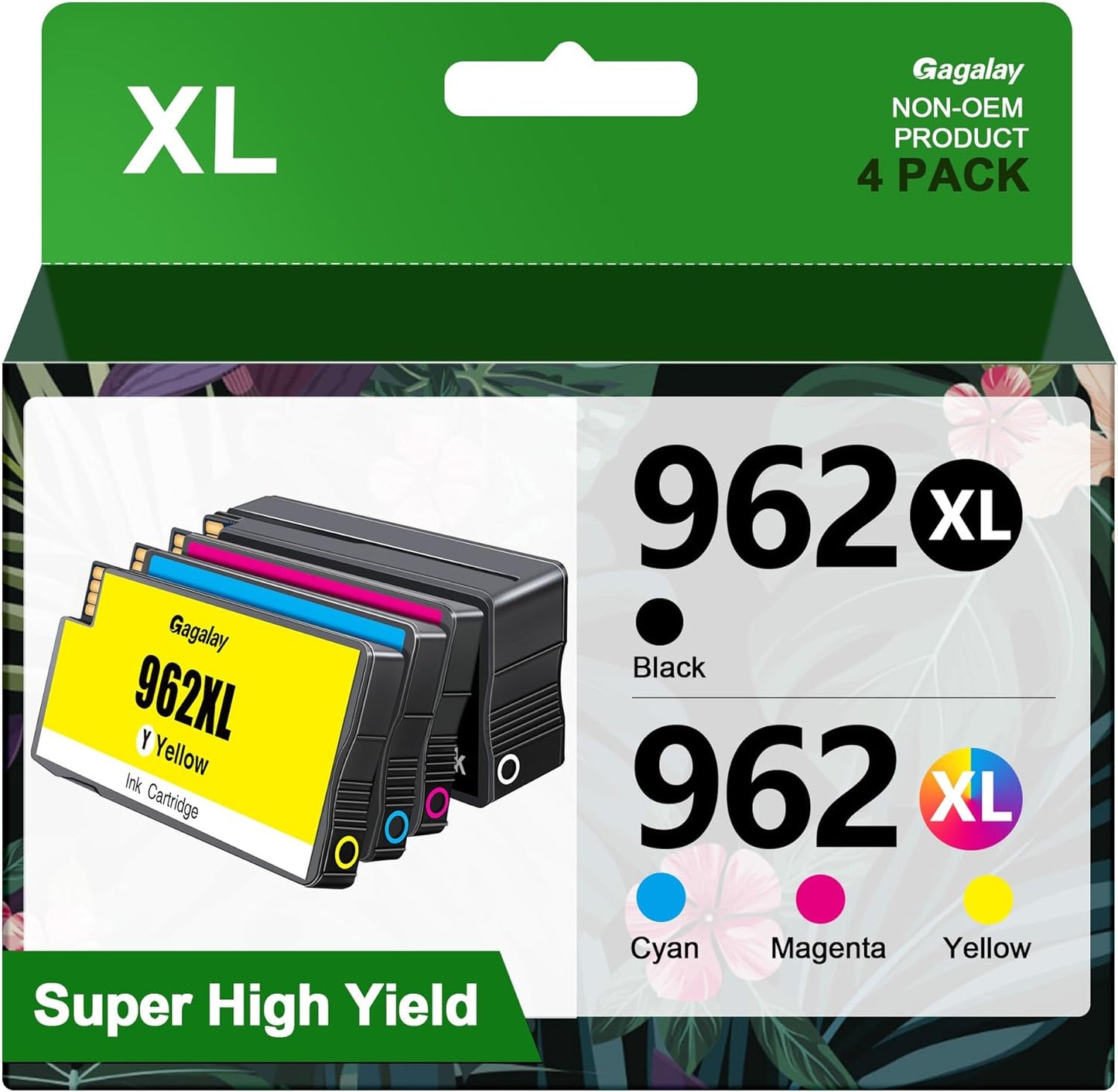 962XL 962 Ink Replacment for HP 962XL Ink Cartridges Combo Pack for HP Ink 962XL Black and 962 Color Combo Pack High Yield Work with Officejet Pro 9010 9020 9015 Series Printers, 4 Pack