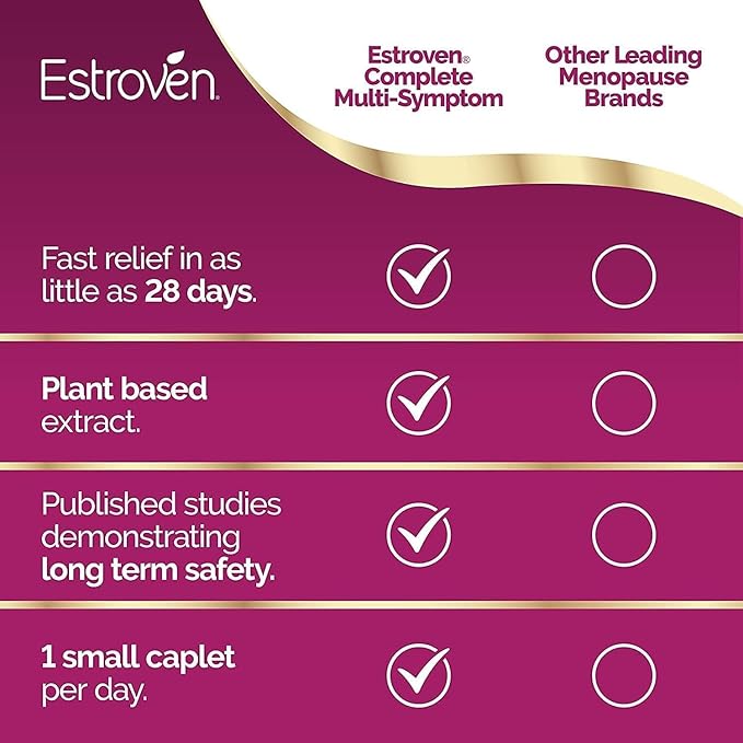 Estroven Complete Multi-Symptom Menopause Supplement for Women, Clinically Proven Ingredient Provide Menopause Relief & Night Sweats & Hot Flash Relief, Drug-Free & Non-GMO, 2 Month Supply (Pack of 2)