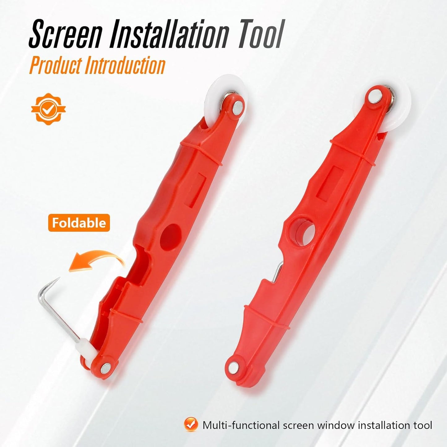 Screen Repair Tools, 6 in 1 Window Screen Installation Kit Include Screen Roller Spline Roller Tool, Spline Removing Hook, Rubber Strip Shovel for Installing and Replacing Window Patio Sliding Door