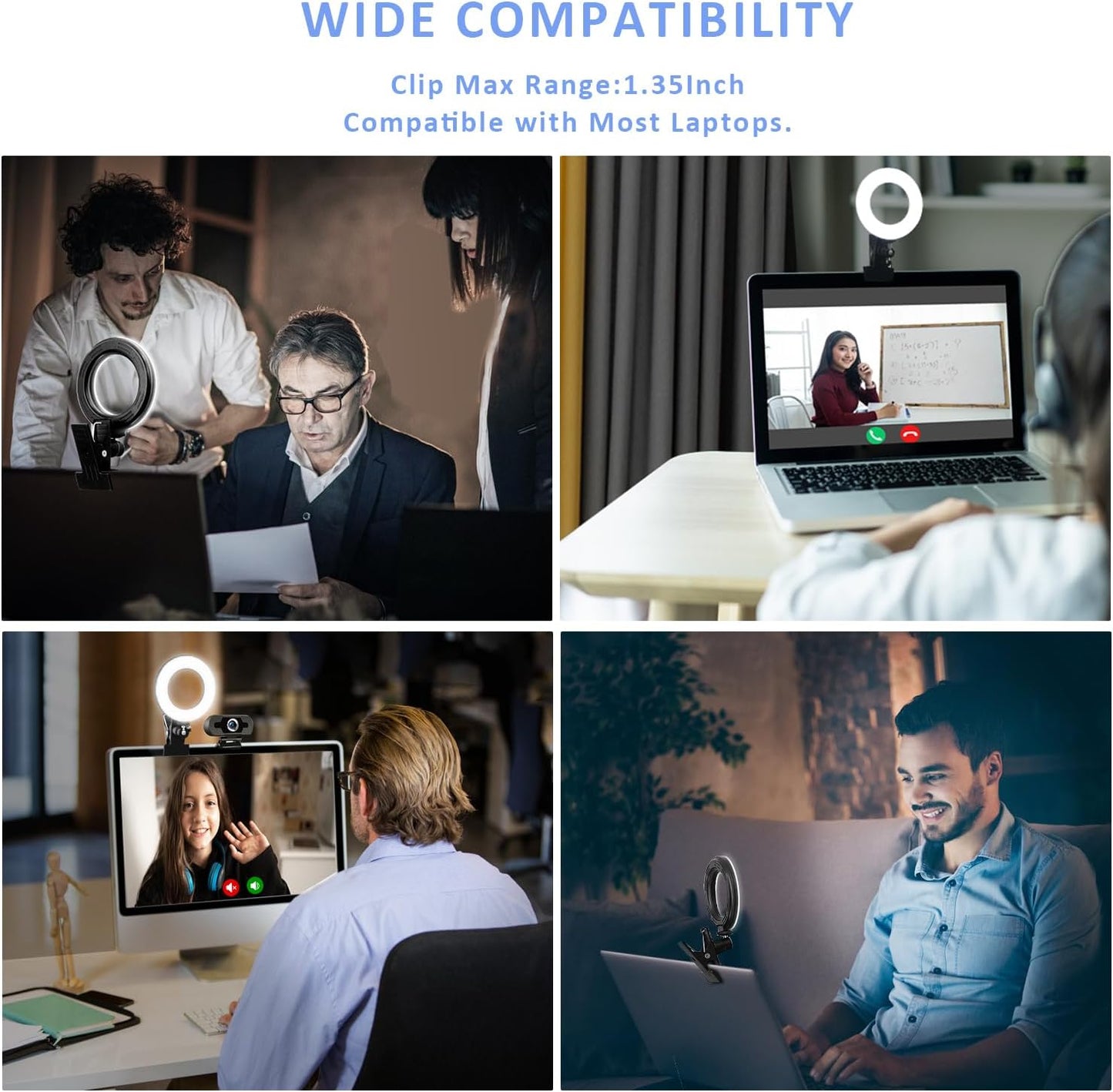 Video Conference Lighting Kit， Clip on Light Reading Lights， Ring Light, 360 ° Flexible Gooseneck Bed Night Light ，Computer Laptop Video Conferencing