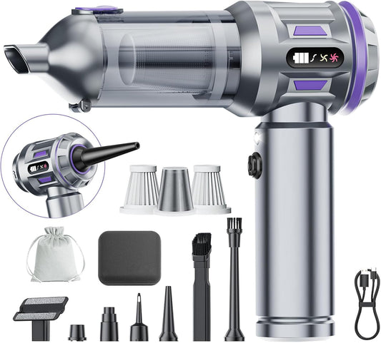 Car Vacuum Portable Cordless, 18000pa Mini Vacuum Cleaner, 4 in 1 Handheld Vacuum Cordless Rechargeable, 120W High Power Hand Held Vacuum Cleaner With LED Light Multi-nozzles for Car Home Office Pet