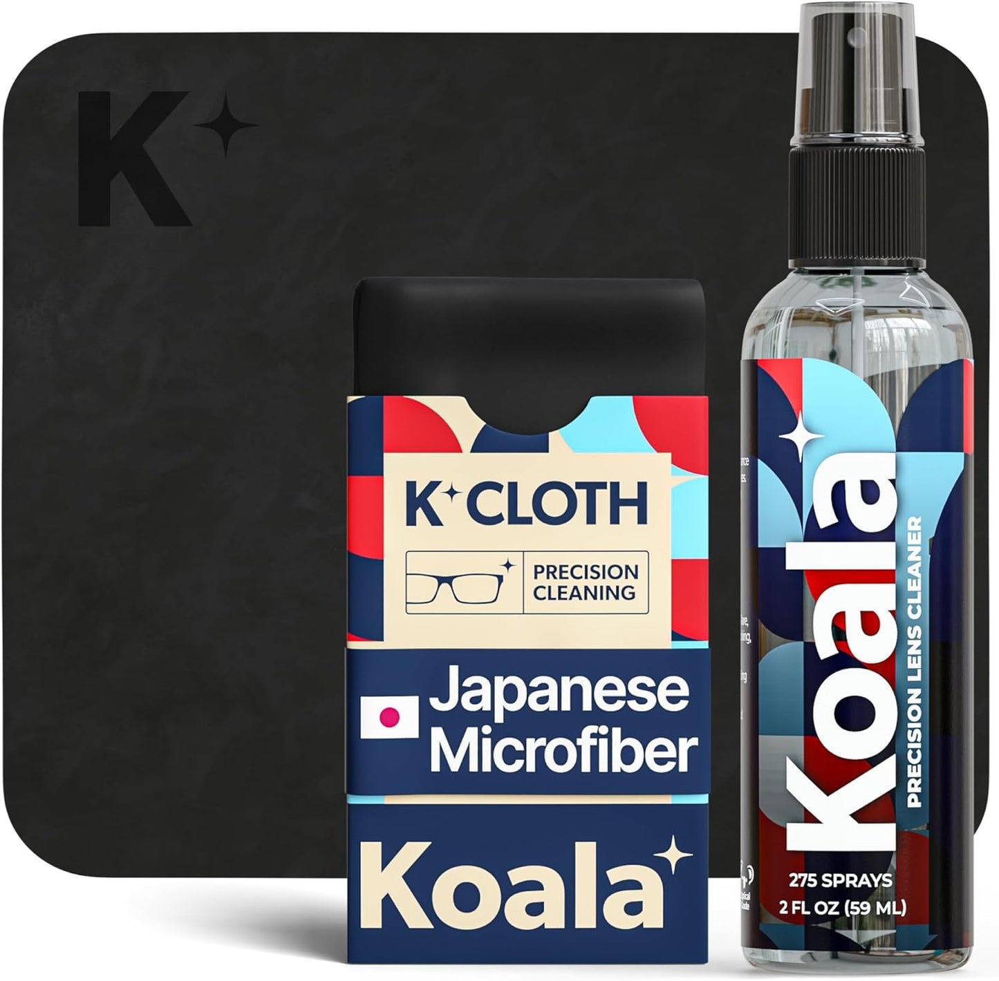 Koala Eyeglass Lens Cleaner Spray Kit | (1x) Glasses Cleaner Bottle + (1x) Microfiber Cloth | Alcohol Free Eyeglasses, Screen, and Camera Cleaning Kit | Made in USA (2 Piece Set)