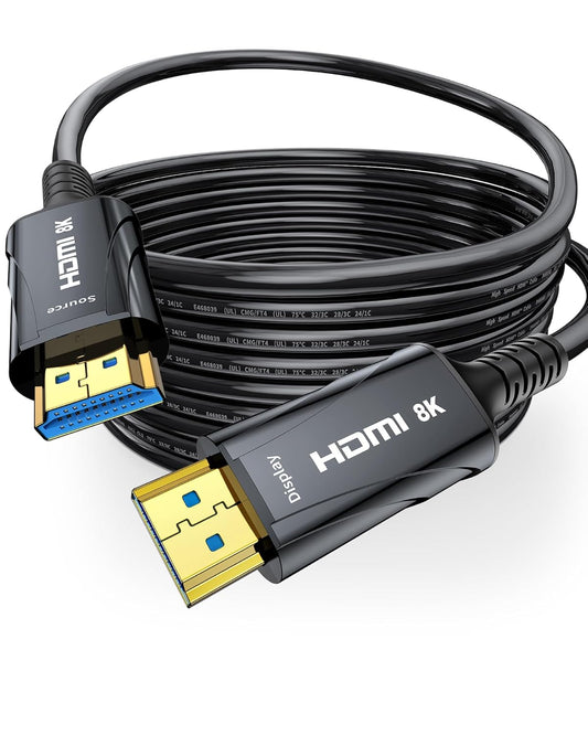 8K Long Fiber Optic HDMI Cable 100FT - 48Gbps, High Speed HDMI Cord CL2 in Wall,8K 60Hz,4K120Hz,HDCP 2.2&2.3,HDR10 - Compatible with HDTV/Monitor/Projector
