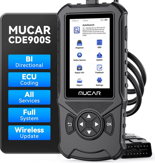 MUCAR CDE900S Bidirectional Scan Tool Fit for Ford, OEM Full Systems Car Code Reader, All Services, Bi Directional OBD2 Scanner with ECU Coding, Wireless Update