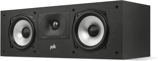 Polk Monitor XT30 Compact Center Channel Speaker - Hi-Res Audio Certified, Dolby Atmos & DTS:X Compatible, 1" Terylene Tweeter & Dual 5.25" Dynamically Balanced Woofer, Midnight Black