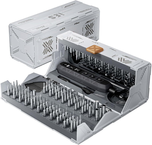 EZARC Electric Screwdriver Set, 181 in 1 Cordless Screwdriver, 3 Torque Settings with 160 Magnetic Precision Bits, Power Screwdriver Repair Tool Kit for Phone Laptop Camera Watch Computer-White