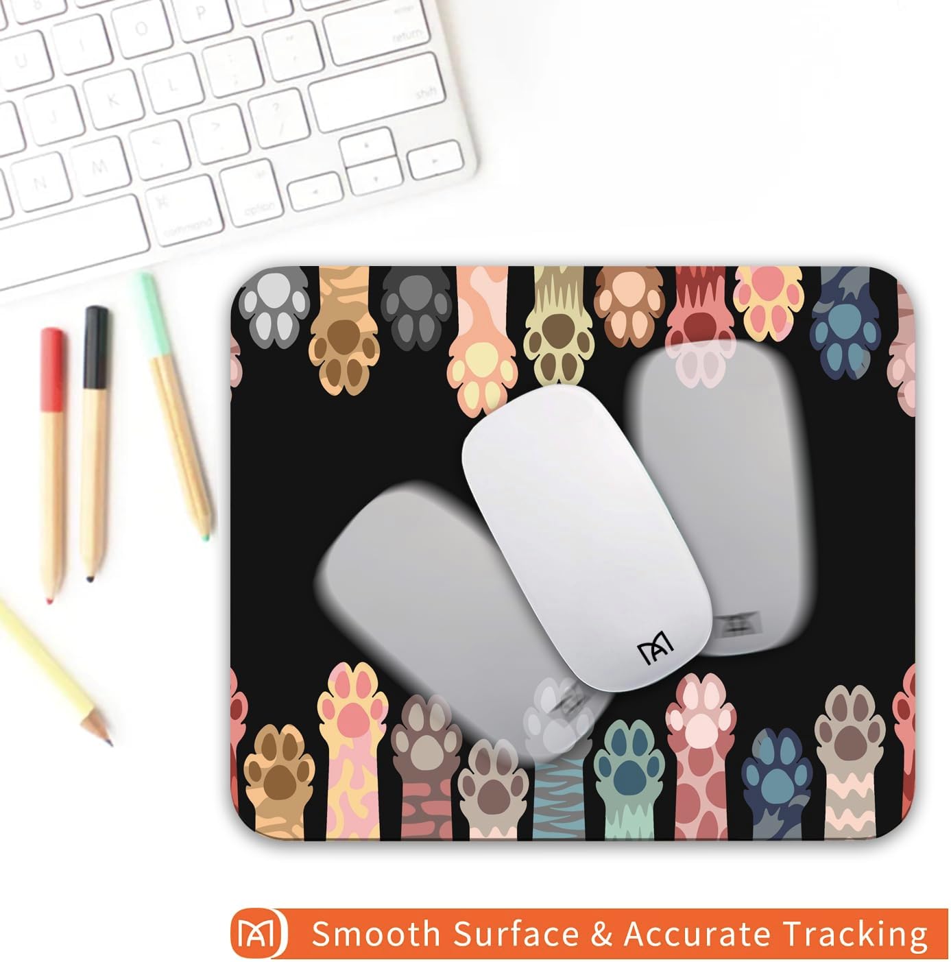 Square Mouse Pad Cute Cat Claw,Personalized Premium-Textured Custom Mouse Mat Design,Washable Mousepad Cloth,Non-Slip Rubber Base Computer Mouse Pads for Wireless Mouse