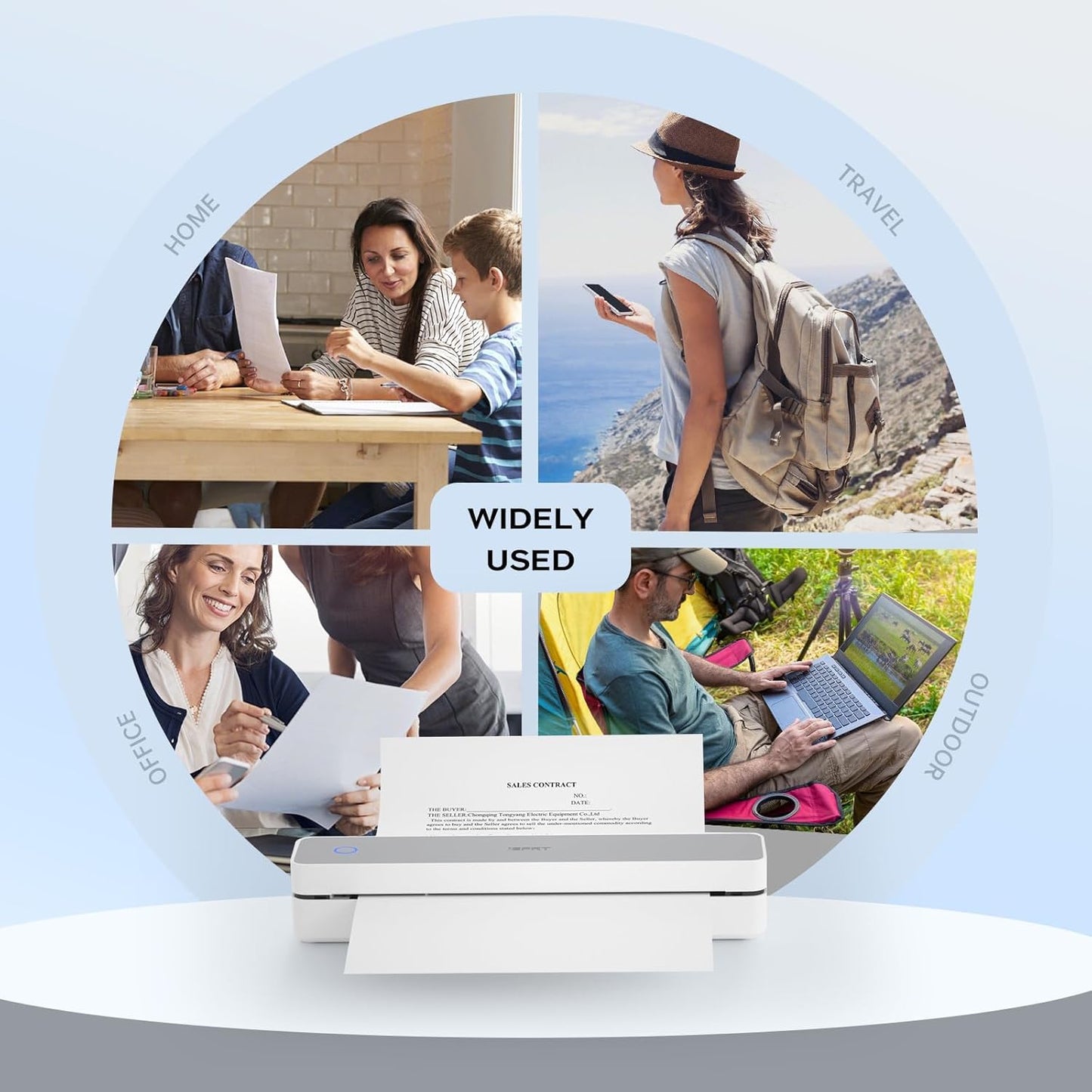 iDPRT Portable-Printer Wireless for Travel, 300DPI Inkless Thermal Small Printers for Home Use, Office, Vehicles, Mobile Bluetooth Printer Supports 8.5" x 11" US Letter, for Smartphone & PC,White