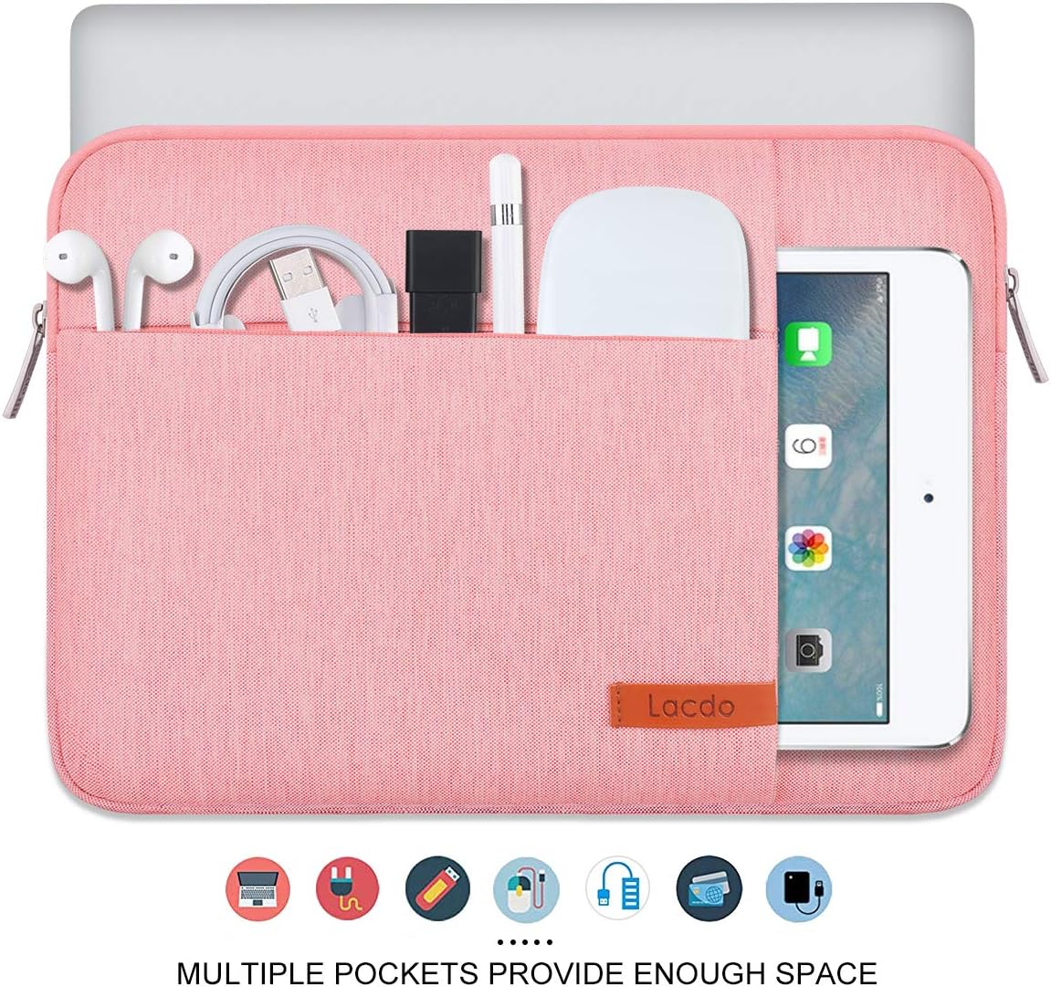 Lacdo Laptop Sleeve Case for 16 inch New MacBook Pro M4/M3/M2/M1 Pro/Max A3403 A3186 A2991 A2780 A2485 A2141 2024-2019 | 15 inch Microsoft Surface Laptop 7th Copilot+PC, 6 5 4 3 Computer Bag, Peach