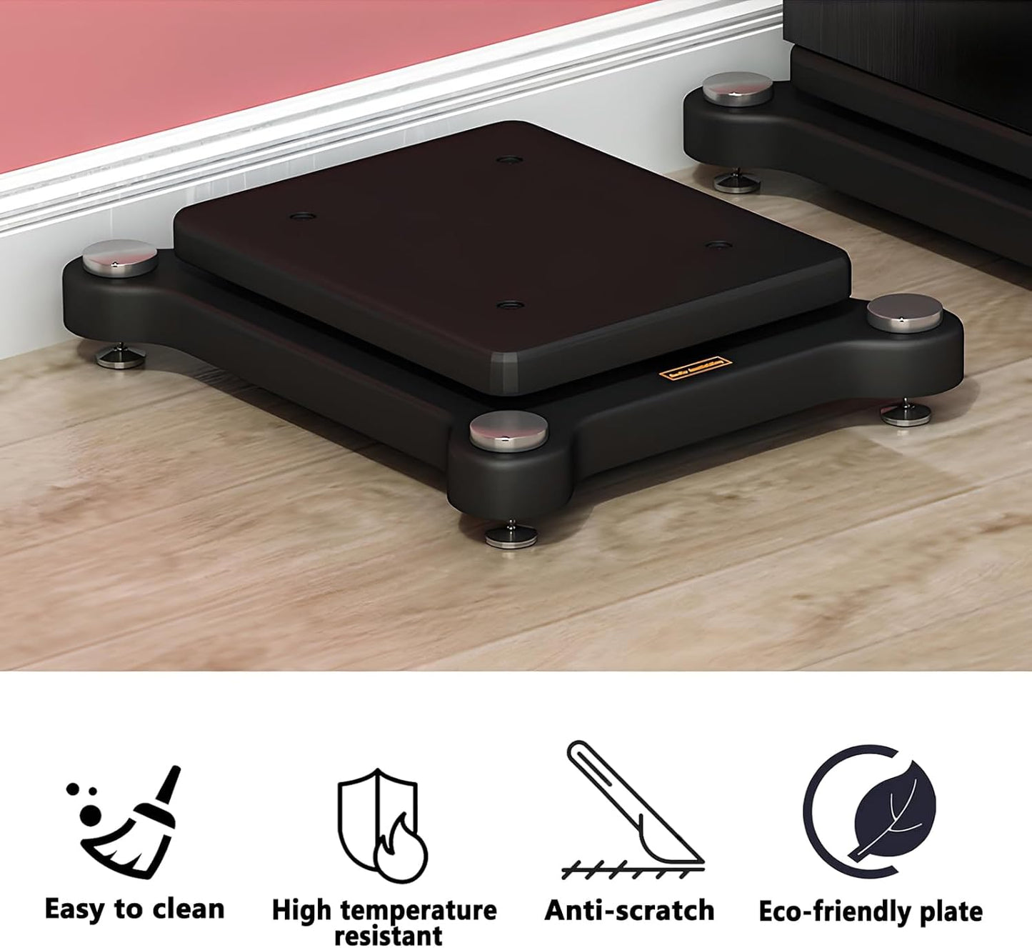 2pcs Subwoofer Isolation Stand, Double-Layered Speaker Isolation Stands with Stainless Steel Metal Feet, Acoustic Speakers Isolation Pad for Floor, Desktop (9.8×11.8in)