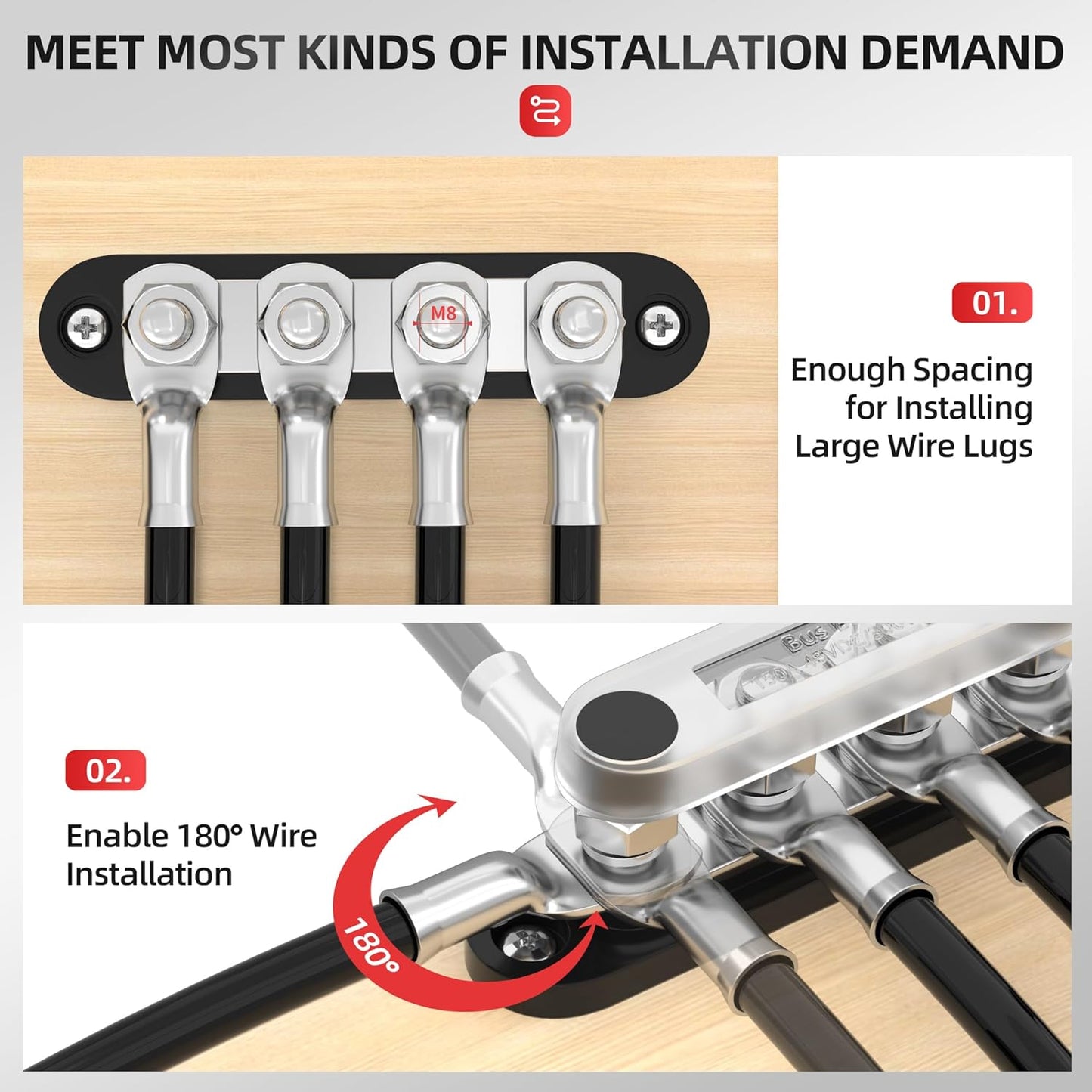 DAIERTEK Bus Bar 12V 150A Mini Power Distribution Block Max 48V DC/300V AC with Cover 4 x 5/16" Posts for Marine Automotive Solar Systems -Negative+Positive
