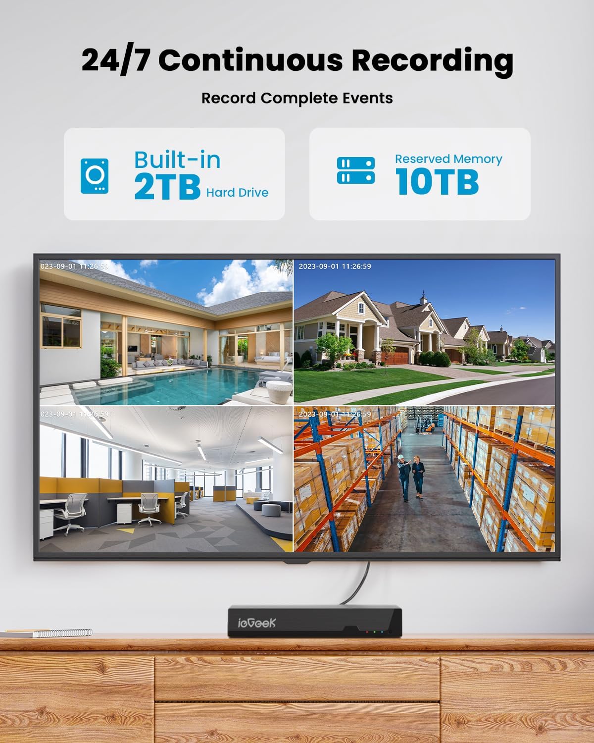 ieGeek PoE Security Camera System, 5MP Outdoor/Indoor PoE Cameras with 8CH NVR for Home Surveillance System, Wired PTZ Cam Kit w/Motion Sensor, 2-Way Audio, Color Night Vision,AI Detection,24/7 Record