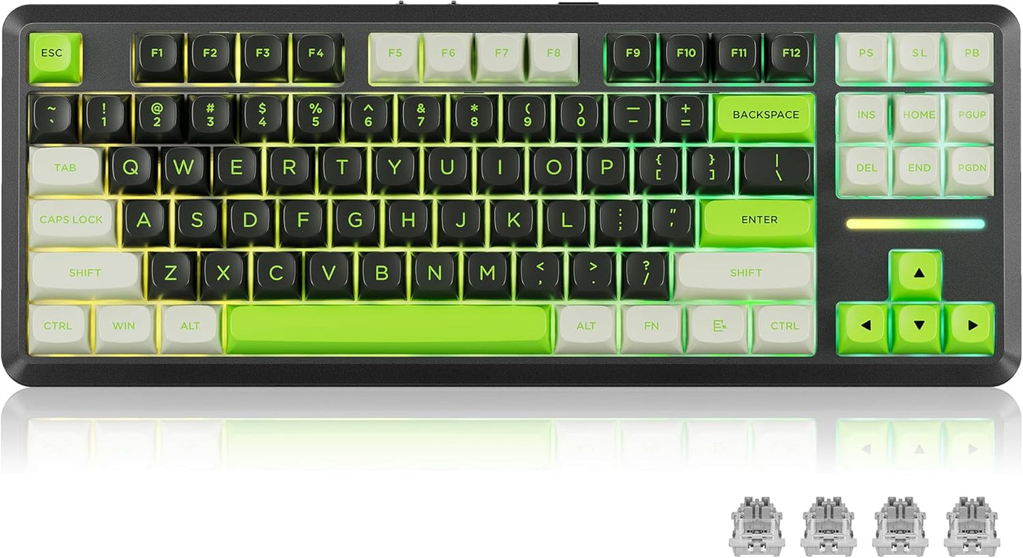 Redragon K734B Wireless Mechanical Keyboard,3-Modes Bluetooth Gasket Hot Swappable TKL RGB Custom Keyboard,Pre-lubed Switches, 81 Keys PBT Keycaps, South-Facing LEDs Socket