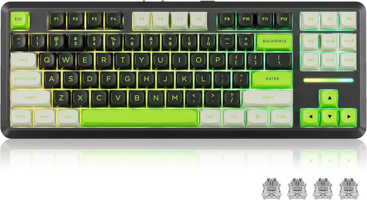 Redragon K734B Wireless Mechanical Keyboard,3-Modes Bluetooth Gasket Hot Swappable TKL RGB Custom Keyboard,Pre-lubed Switches, 81 Keys PBT Keycaps, South-Facing LEDs Socket