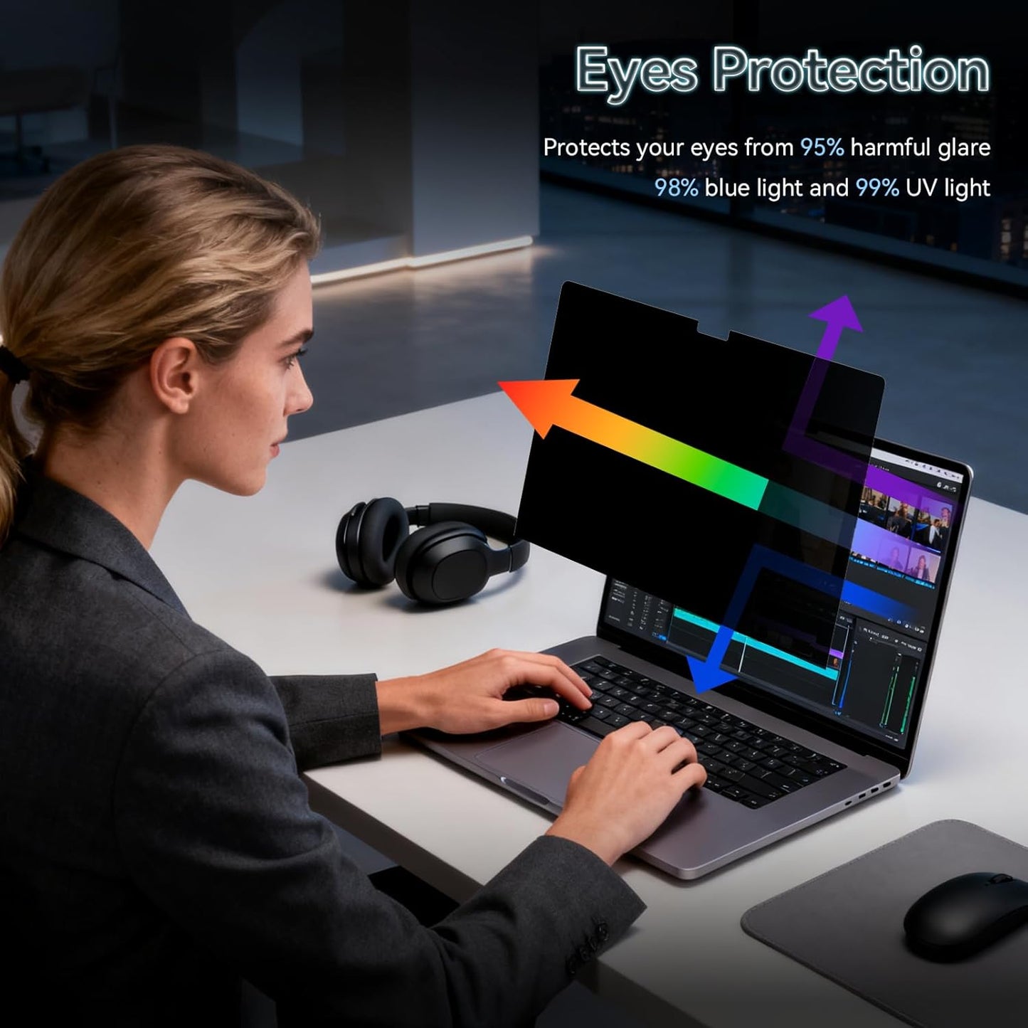 360° Privacy Screen for MacBook Pro 16 Inch (2021-2024, M1, M2, M3, M4), 4 Way Privacy Anti Glare Blue Light Filter Shield Film Anti Spy Laptop Protector for Mac 16.2In Computer