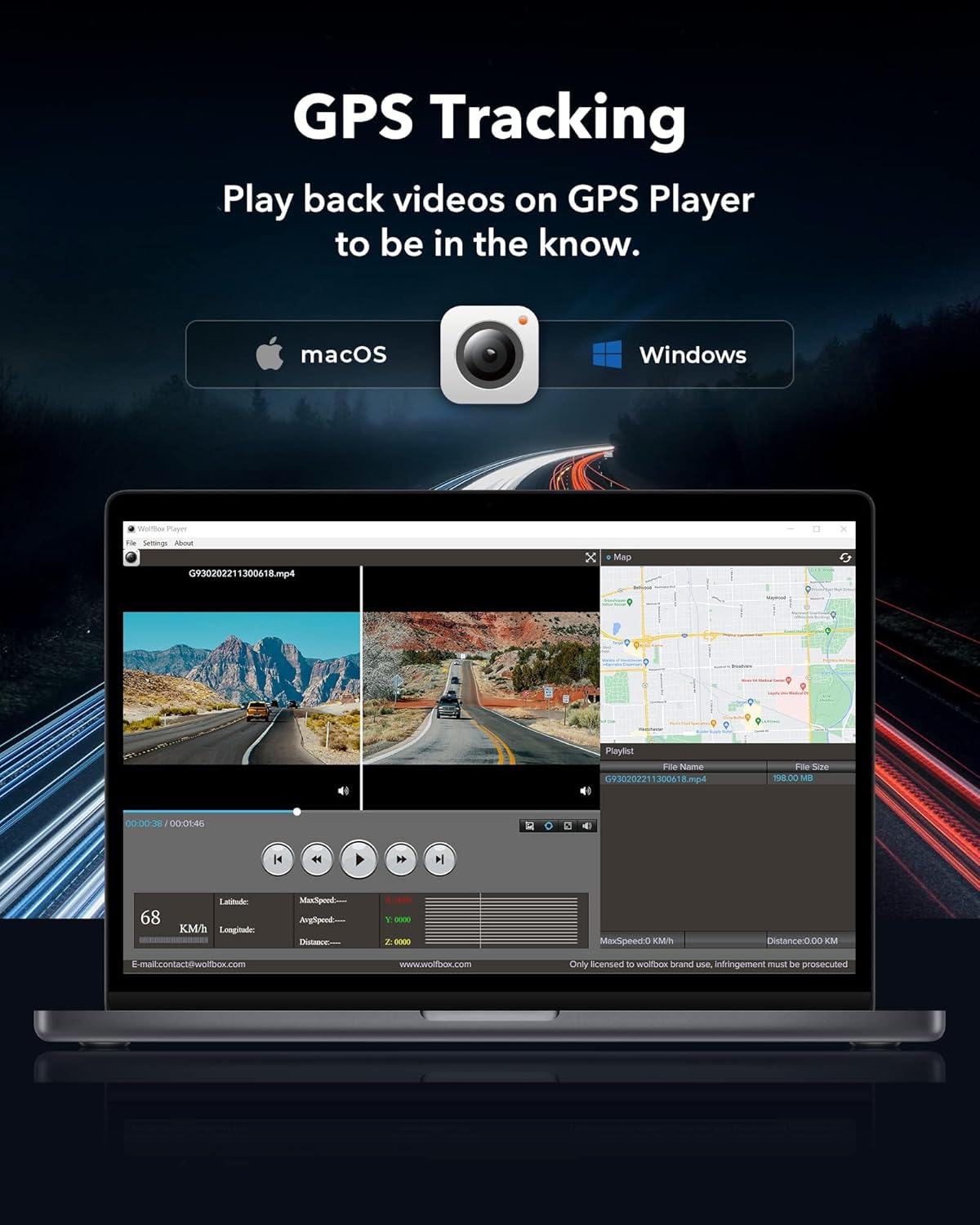 WOLFBOX G930 10'' Rear View Mirror Camera with 5.8GHz WiFi, 4K Dash Cam Front and Rear with WDR, Touch Screen Rearview Mirror Backup Camera, Parking Monitor, Reverse Assist, Includes 64GB Card & GPS