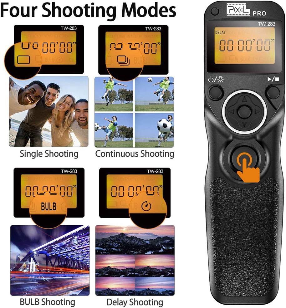 Pixel TW-283 DC2 Wireless Shutter Remote Release Control Intervalometer FSK 2.4GHz Compatible for Nikon Digital SLR Cameras D5000 D5100 D5200 D5300 D5500 D90 D7000 D7100 D7200